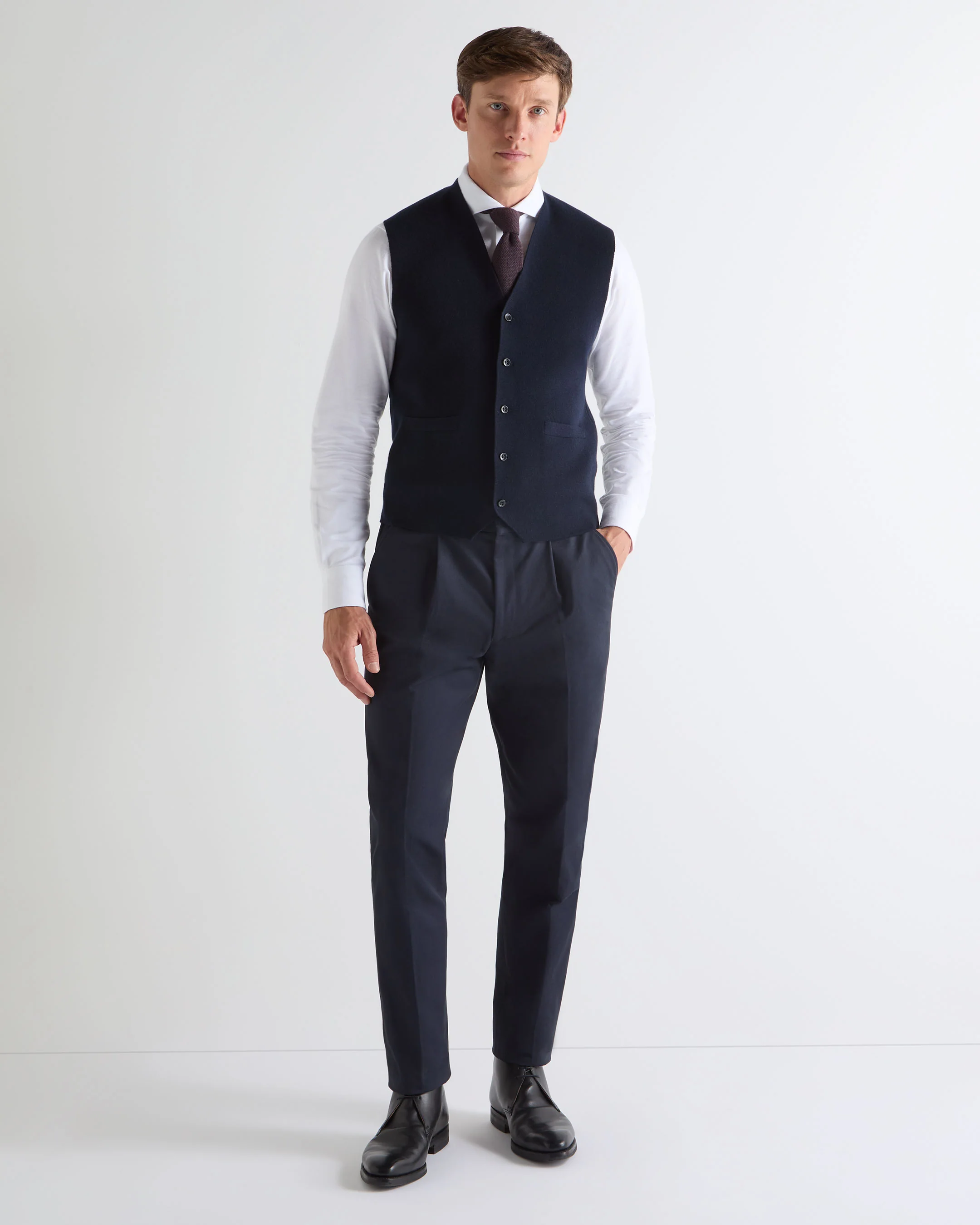 TUCCI KNITTED TIE Navy Blue + Brown - Image 3