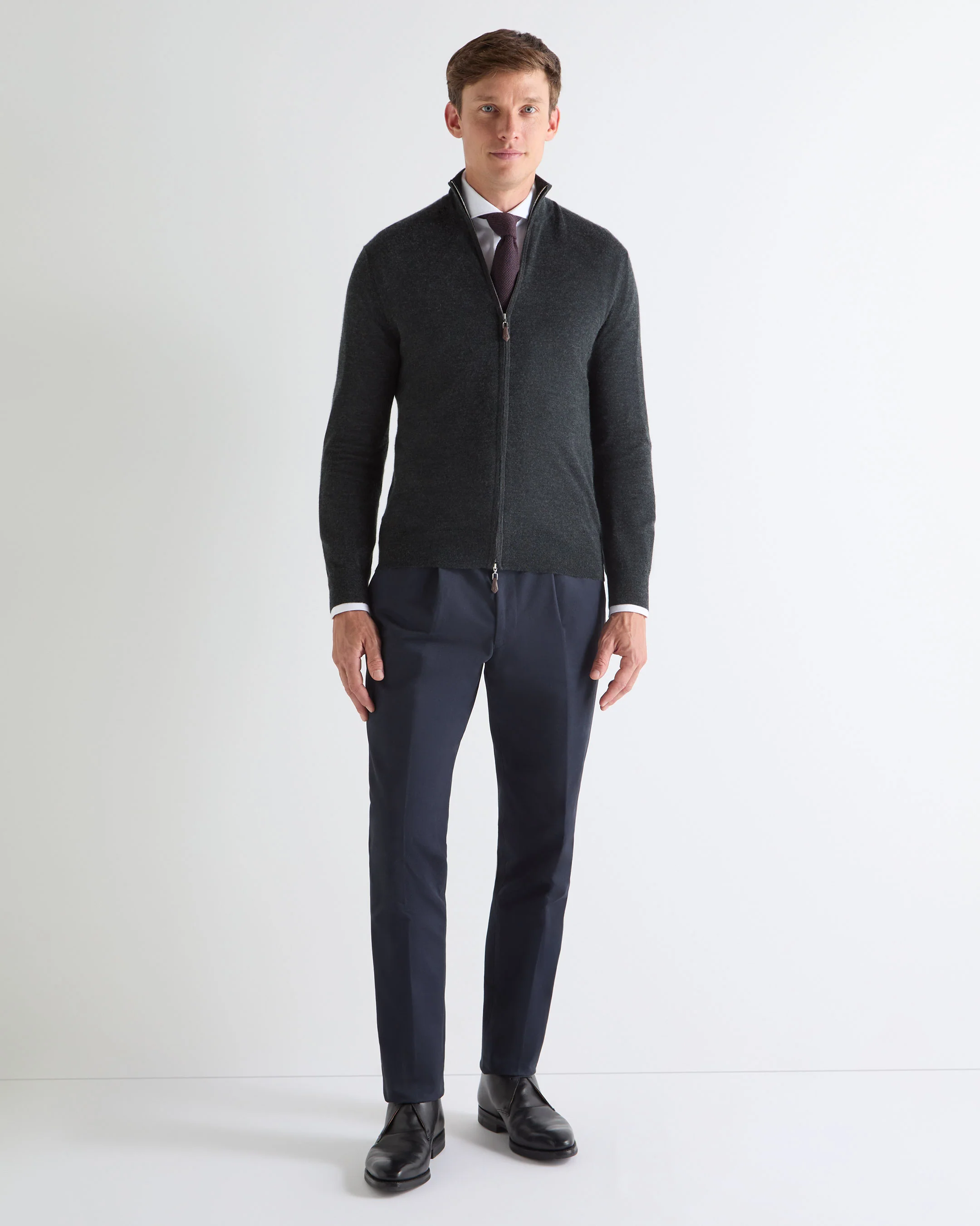 TUCCI SUPERFINE FULL ZIP Dark Charcoal Grey - Image 3