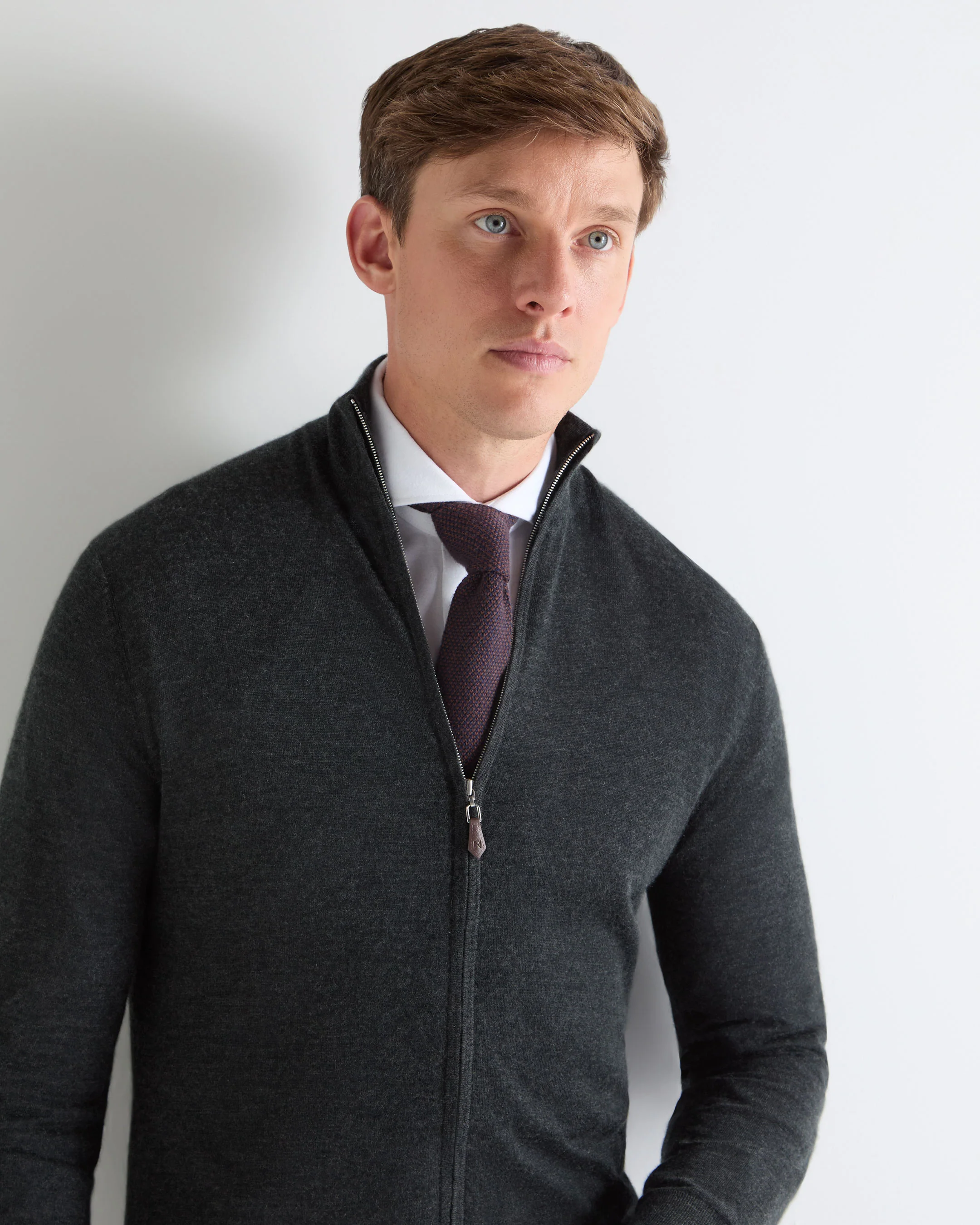 TUCCI SUPERFINE FULL ZIP Dark Charcoal Grey - Image 5