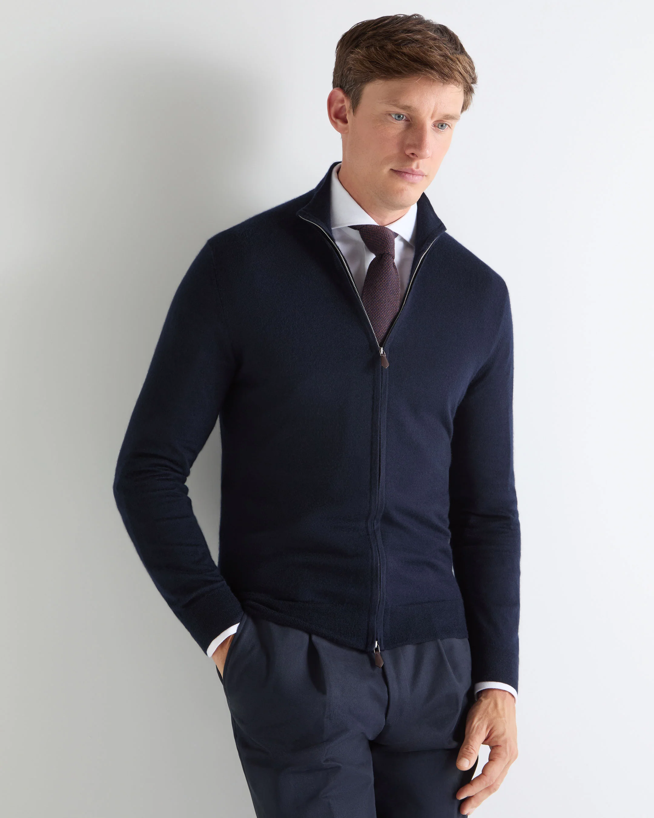 TUCCI SUPERFINE FULL ZIP Navy Blue - Image 3