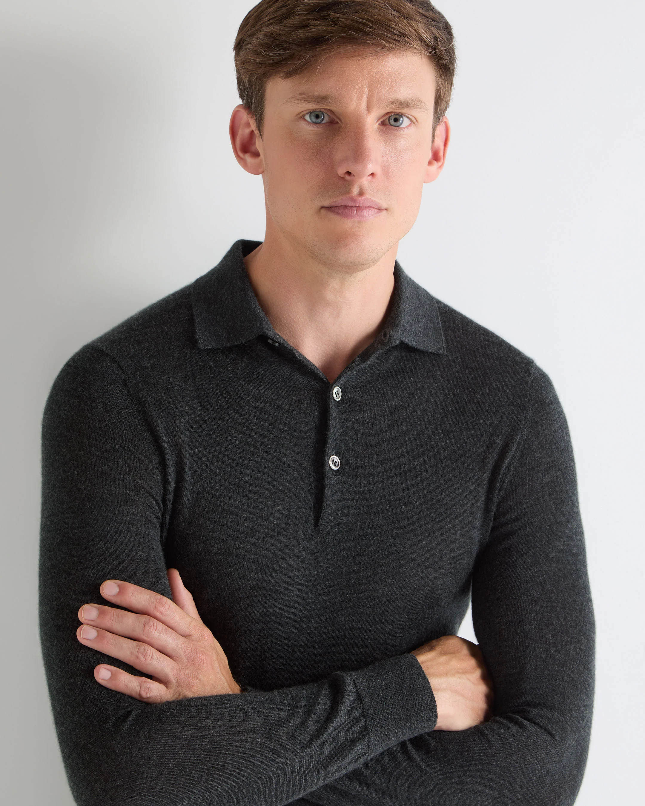 TUCCI SUPERFINE POLO SHIRT Dark Charcoal Grey - Image 6