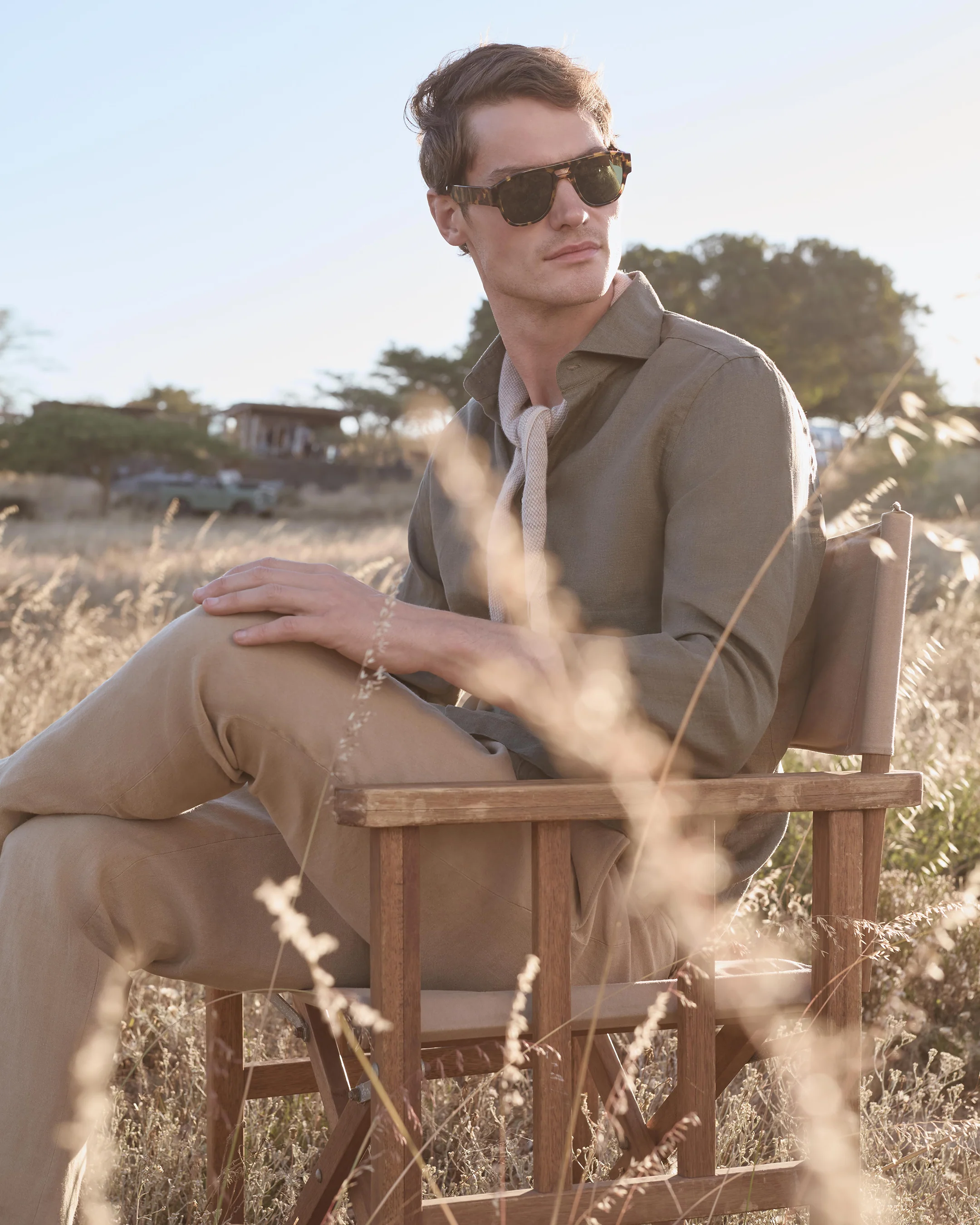 Men's Cannes Linen Shirt Khaki Green - Image 6
