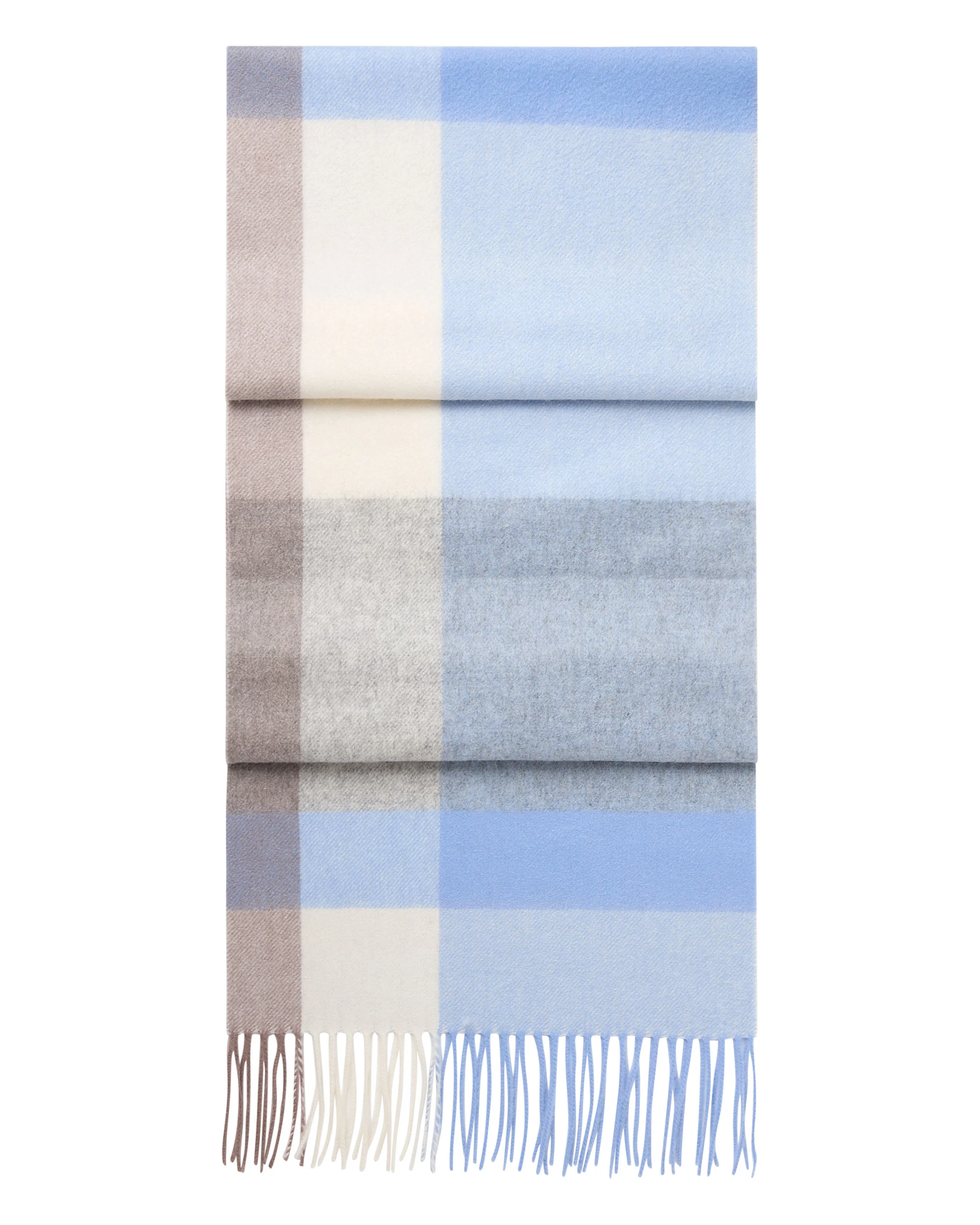 Unisex Cashmere Check Scarf Blue + Grey
