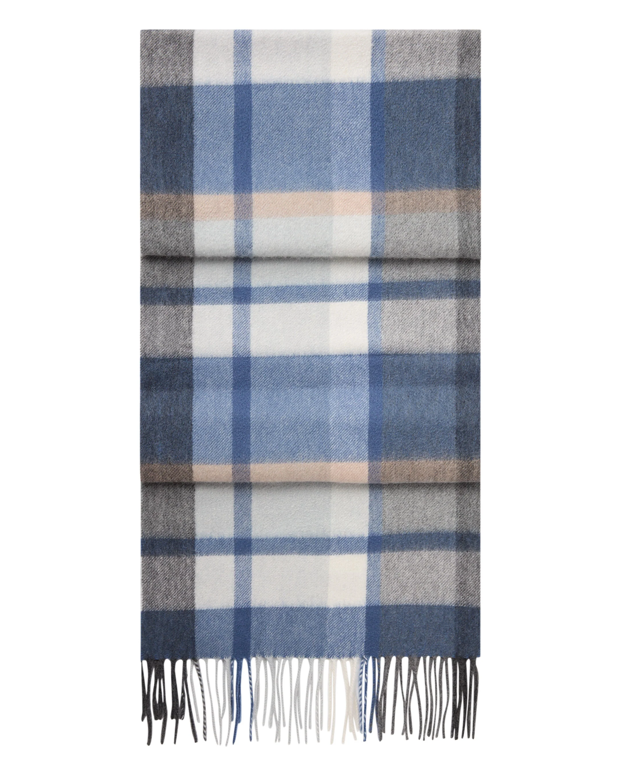Unisex Cashmere Check Scarf Blue Grey Check