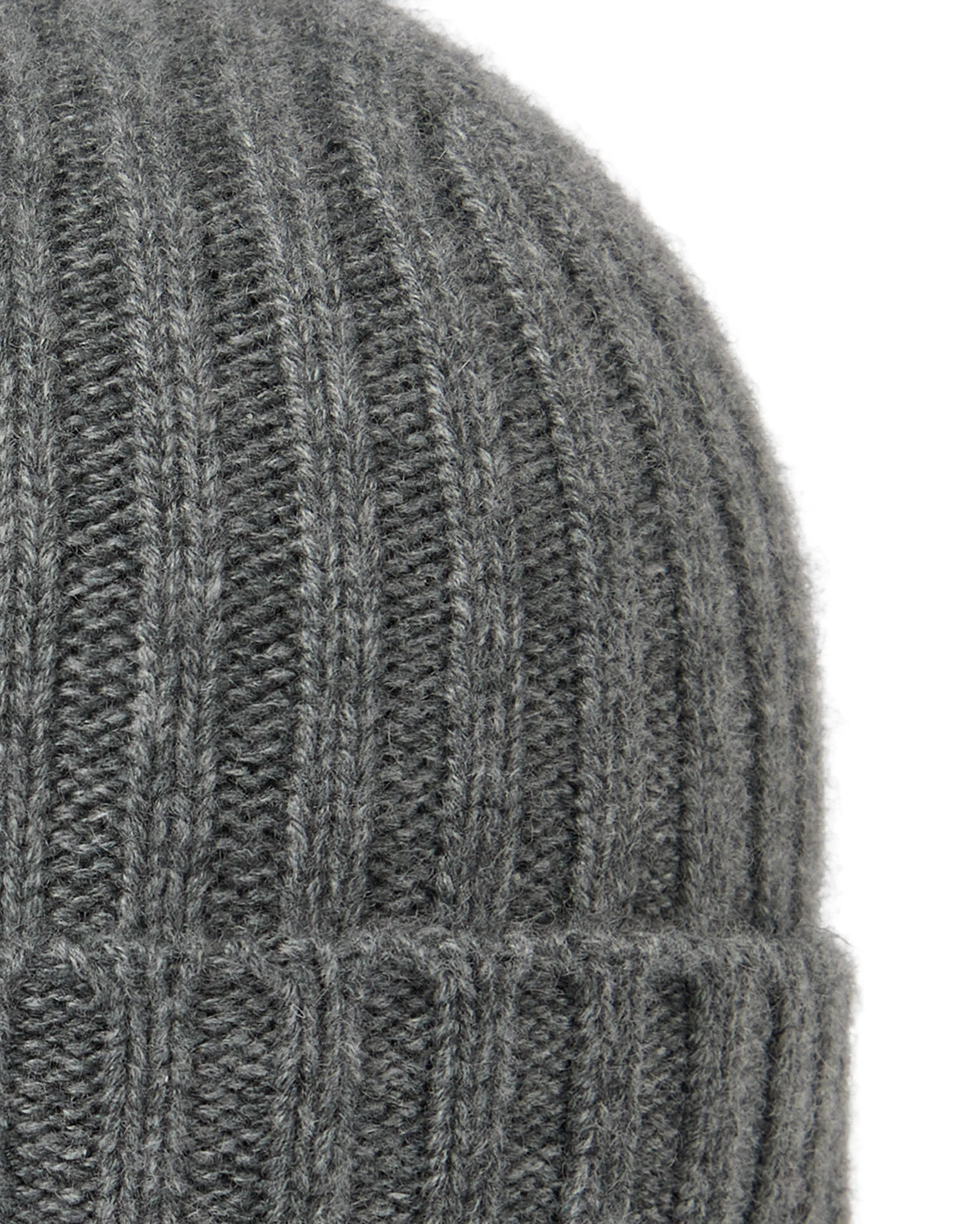 Unisex Chunky Ribbed Cashmere Hat Elephant Grey - Image 2