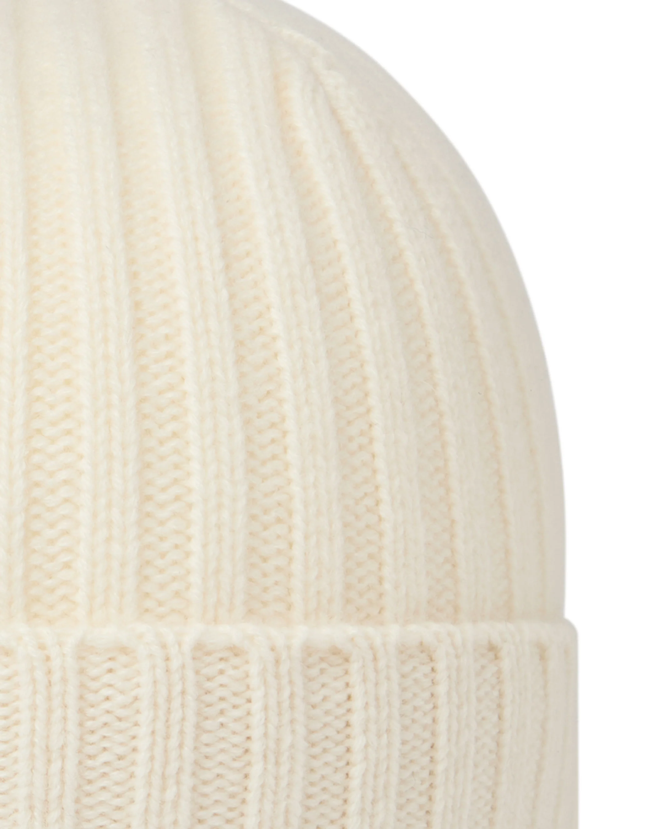Unisex Chunky Ribbed Cashmere Hat New Ivory White - Image 2
