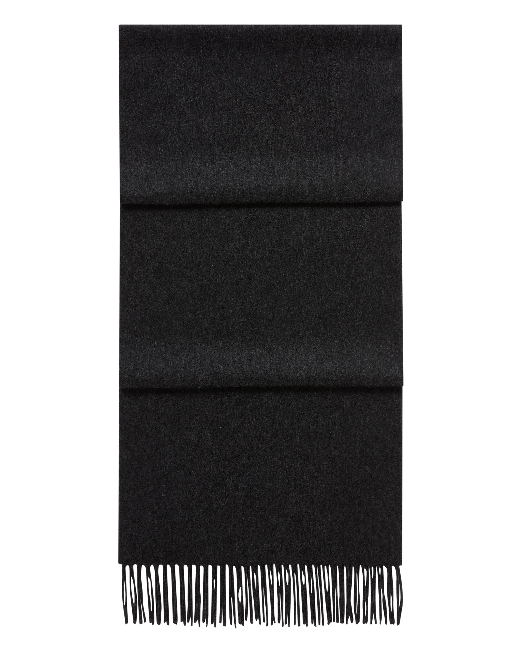 Unisex Large Woven Cashmere Scarf Deep Charcoal Grey
