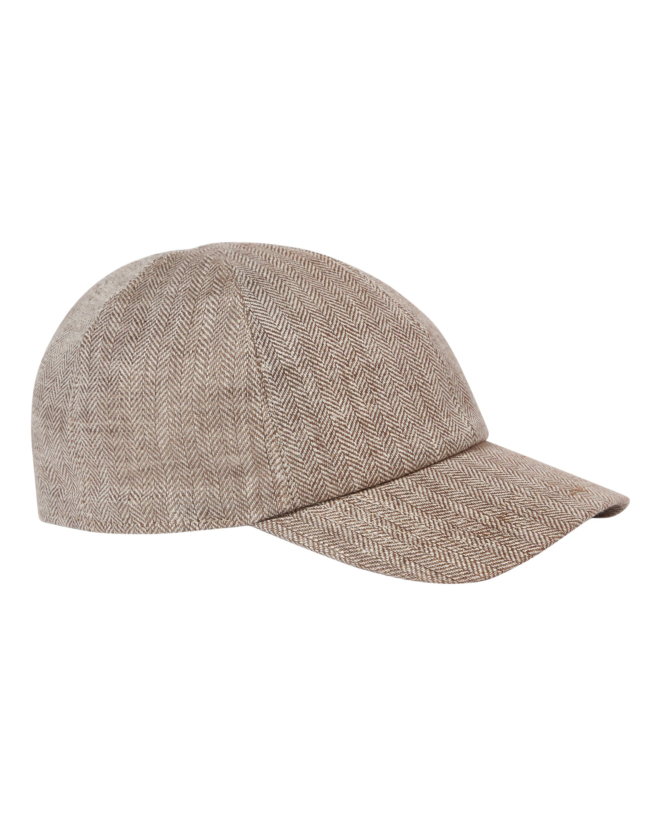 Unisex Linen Herringbone Cap Brown