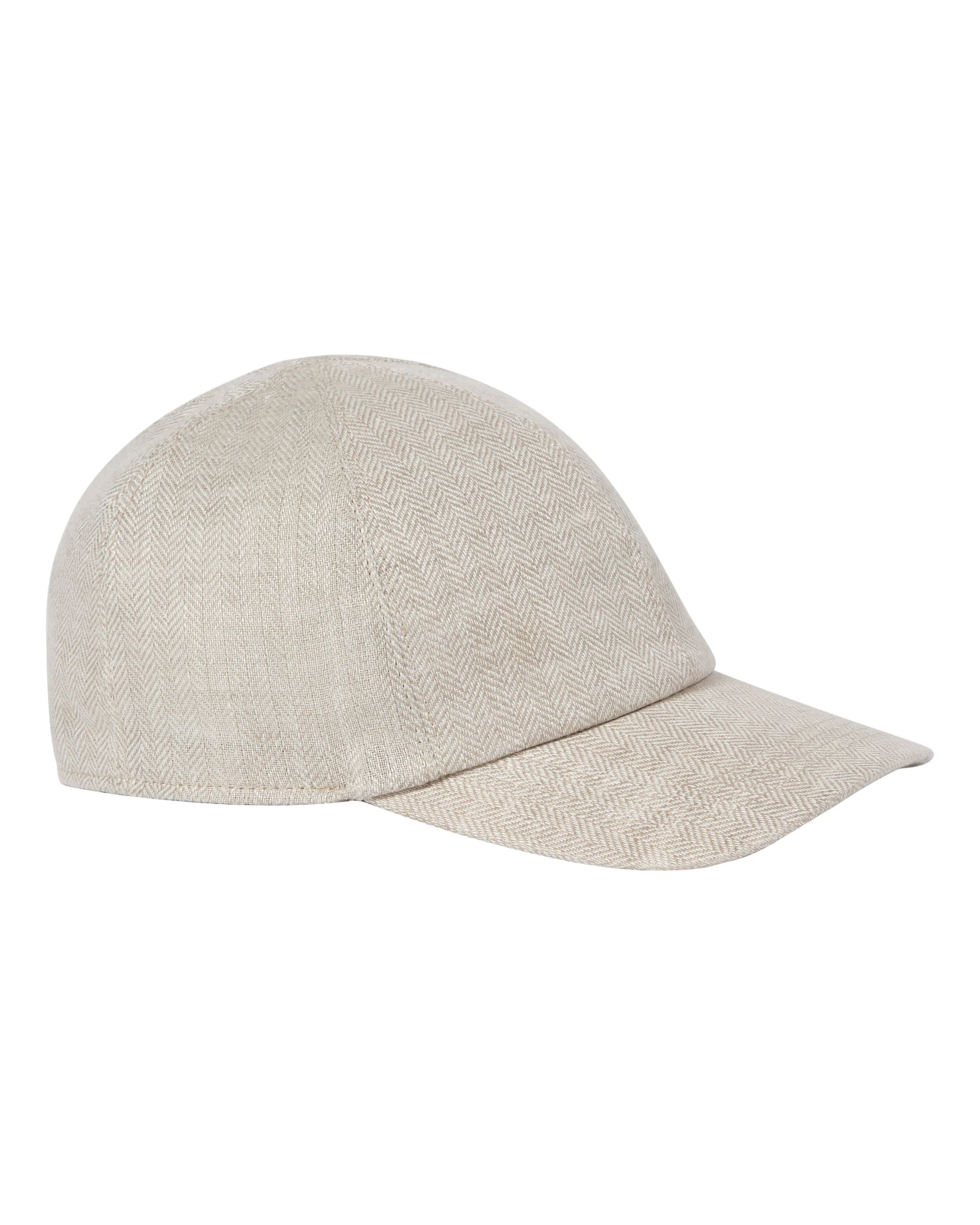 Unisex Linen Herringbone Cap Ecru White