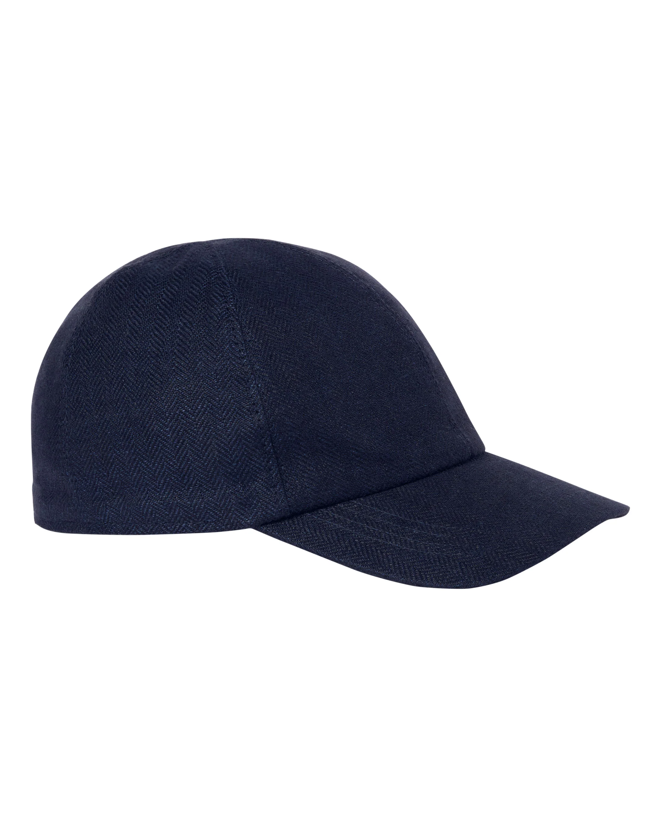 Unisex Linen Herringbone Cap Navy Blue