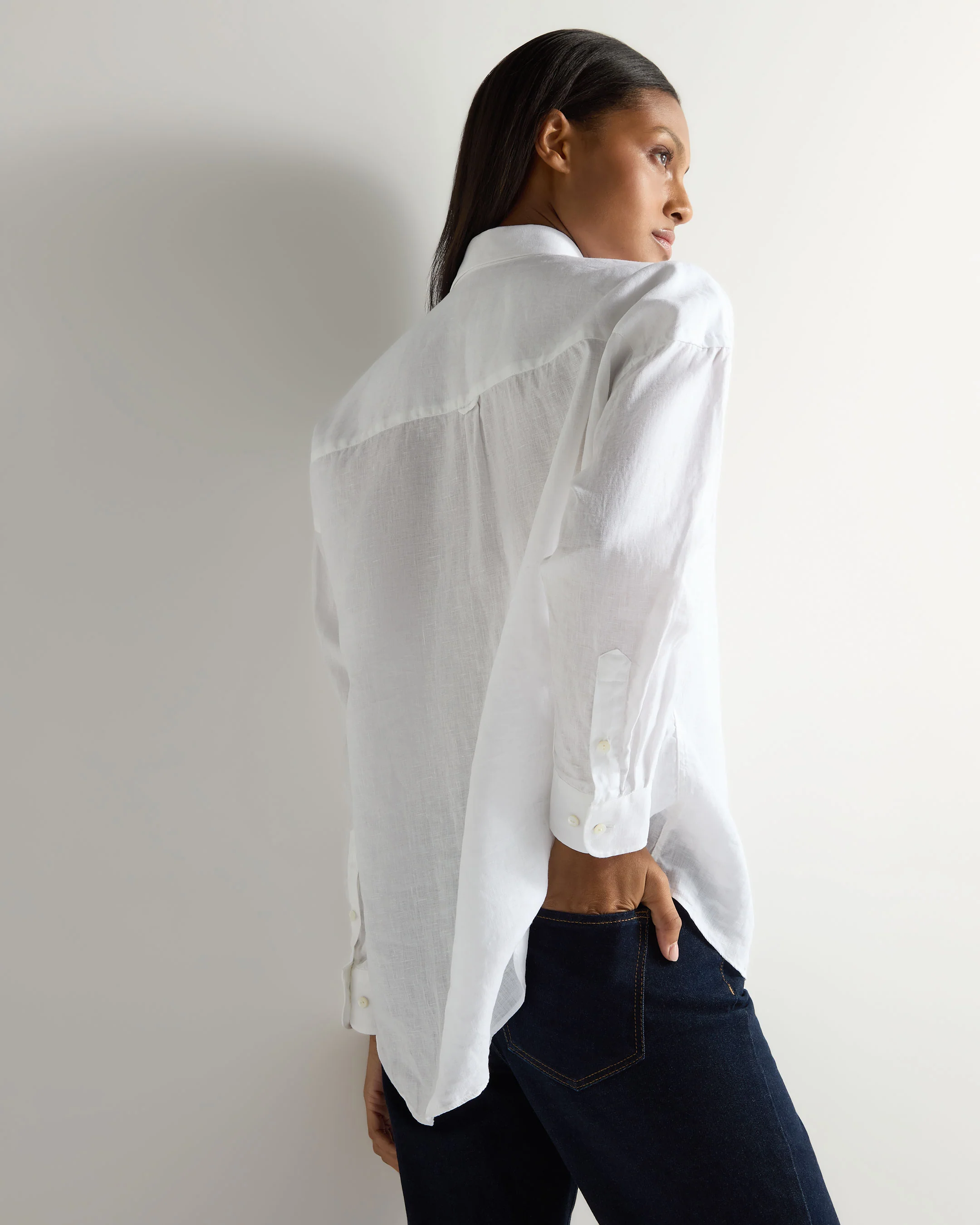 Women's Valencia Linen Shirt White - Image 4
