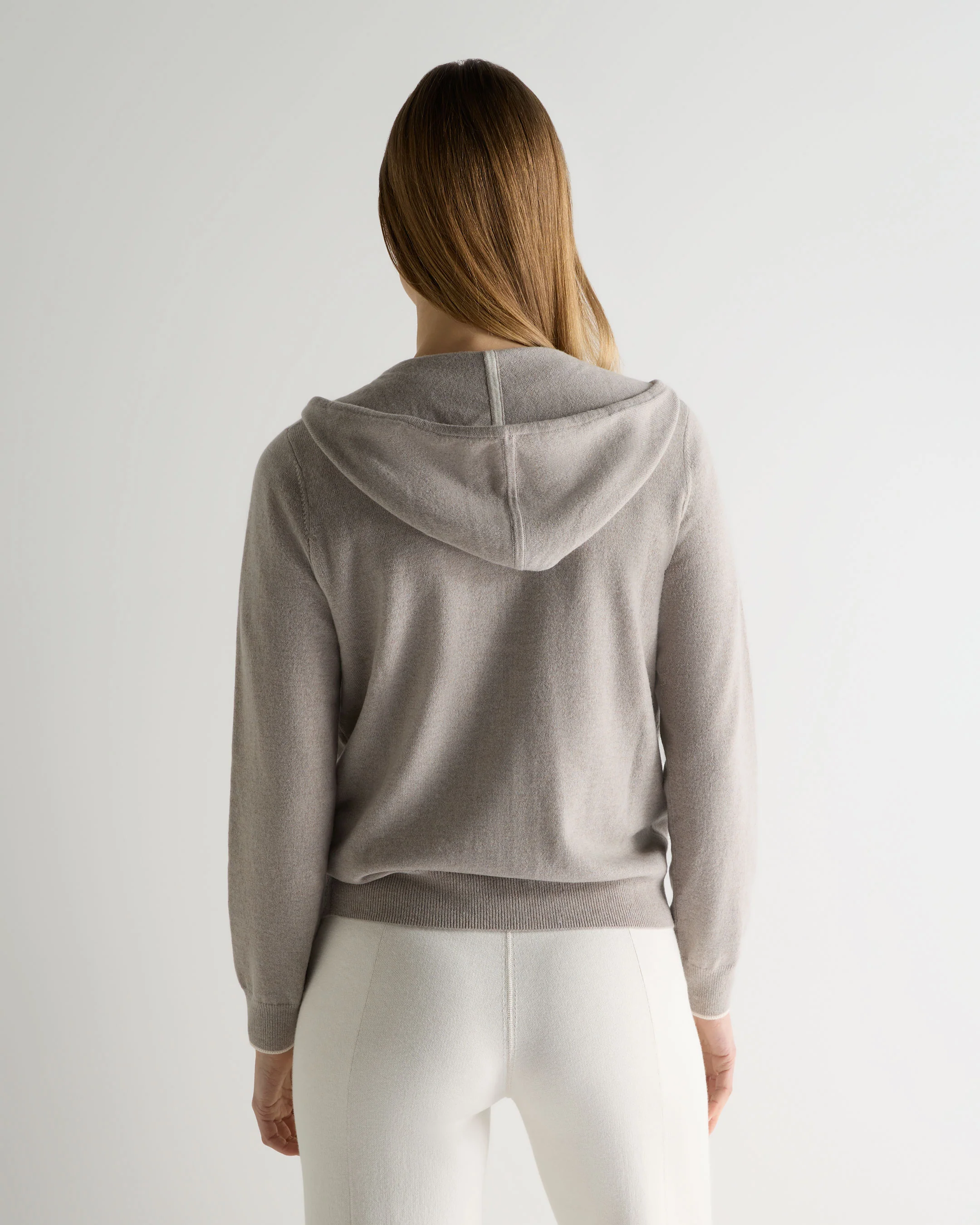 Women's Ada Cashmere Hoodie Oat Grey - Image 4