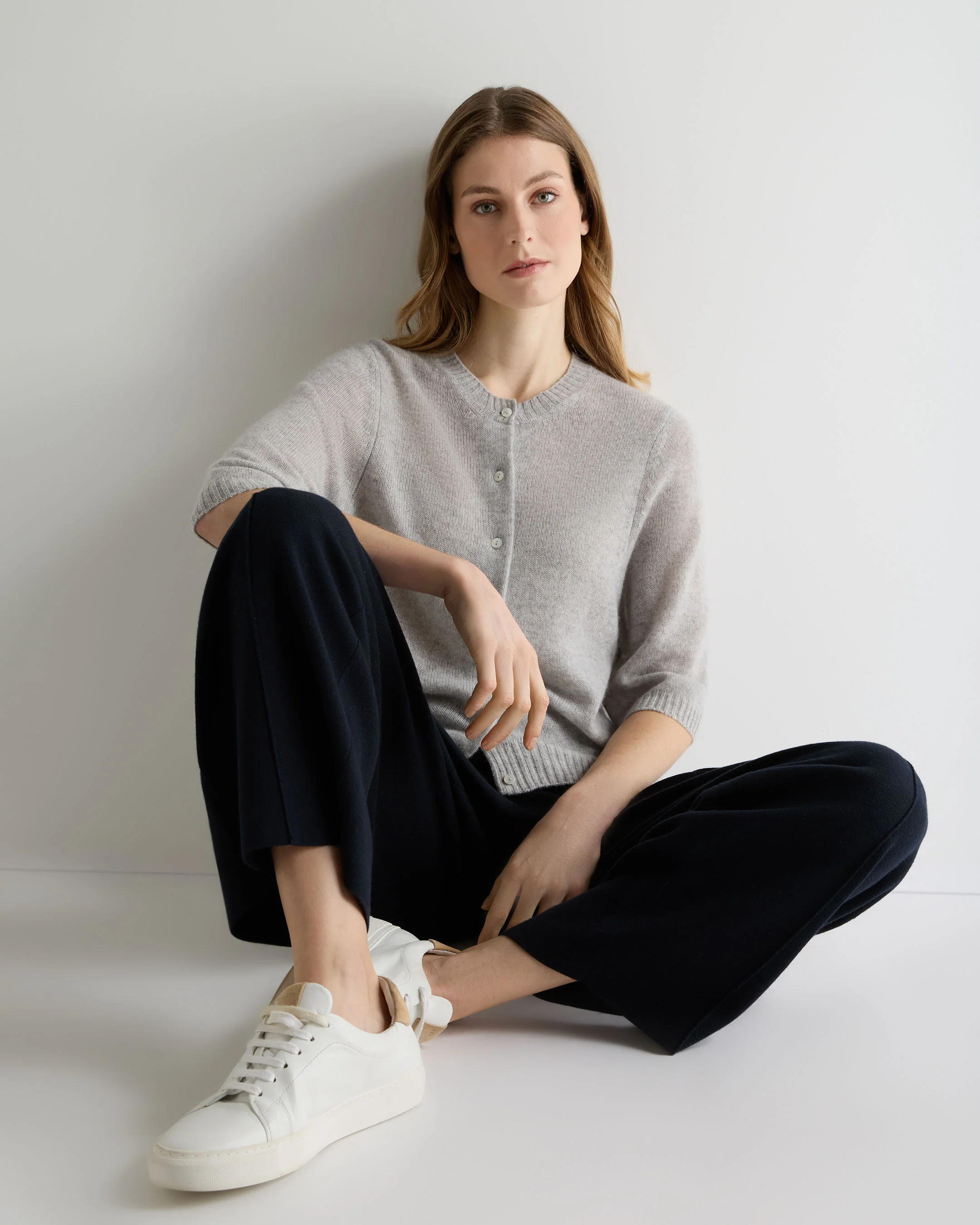 Women's Air Cashmere Cardigan Fumo Grey - Image 3