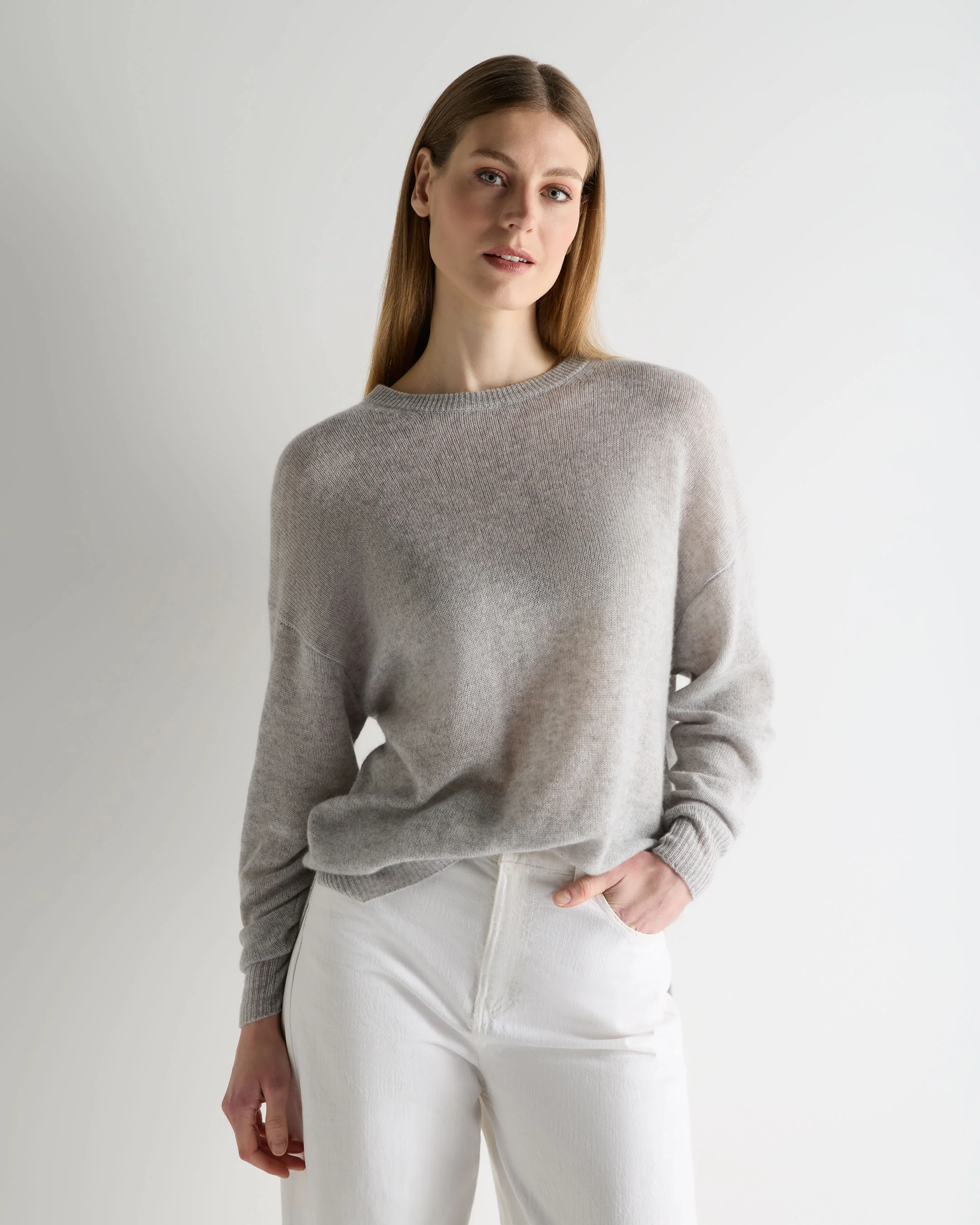 Women's Air Longline Cashmere Jumper Fumo Grey