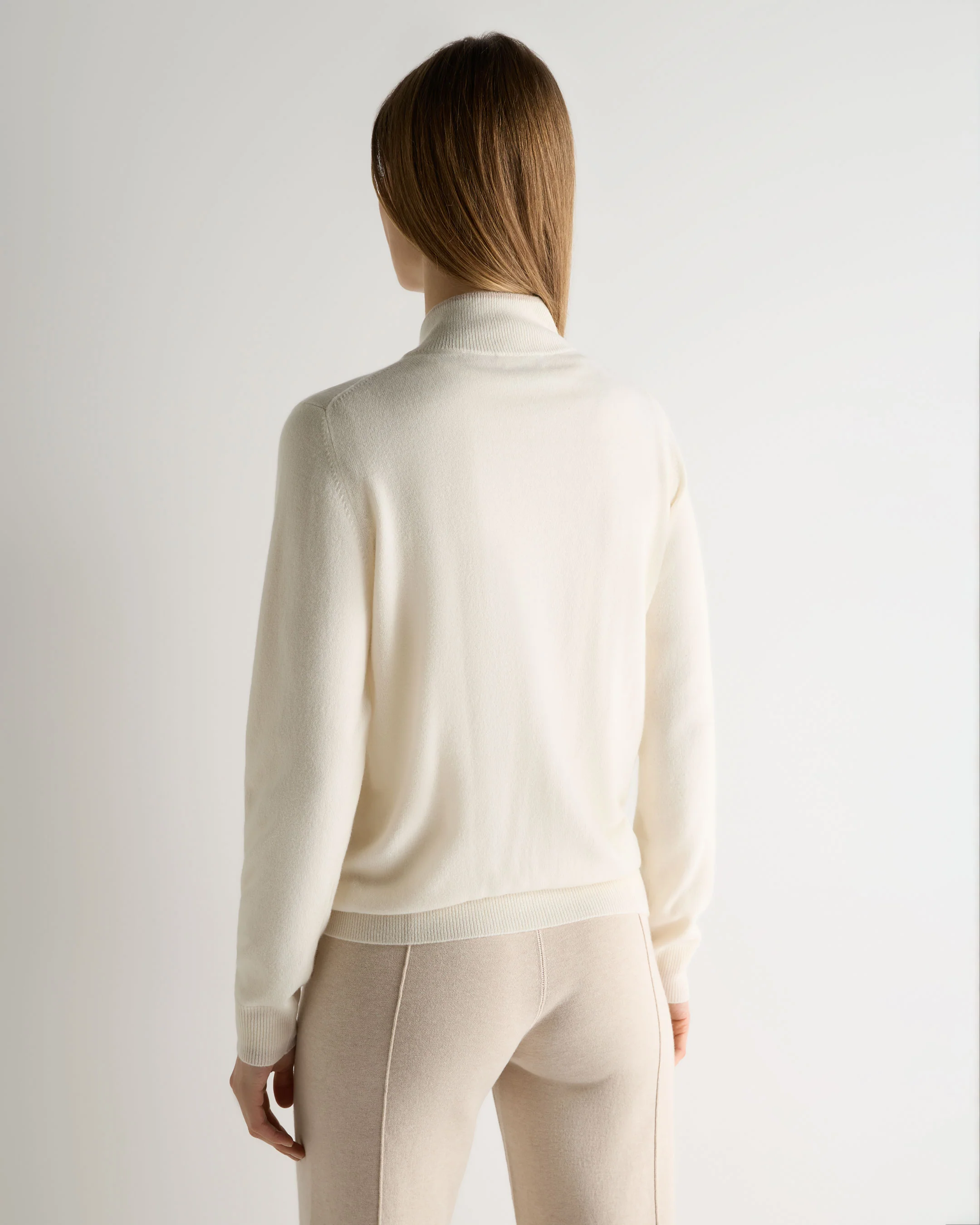 Women's Alisa Full Zip Cashmere Cardigan New Ivory White - Image 4