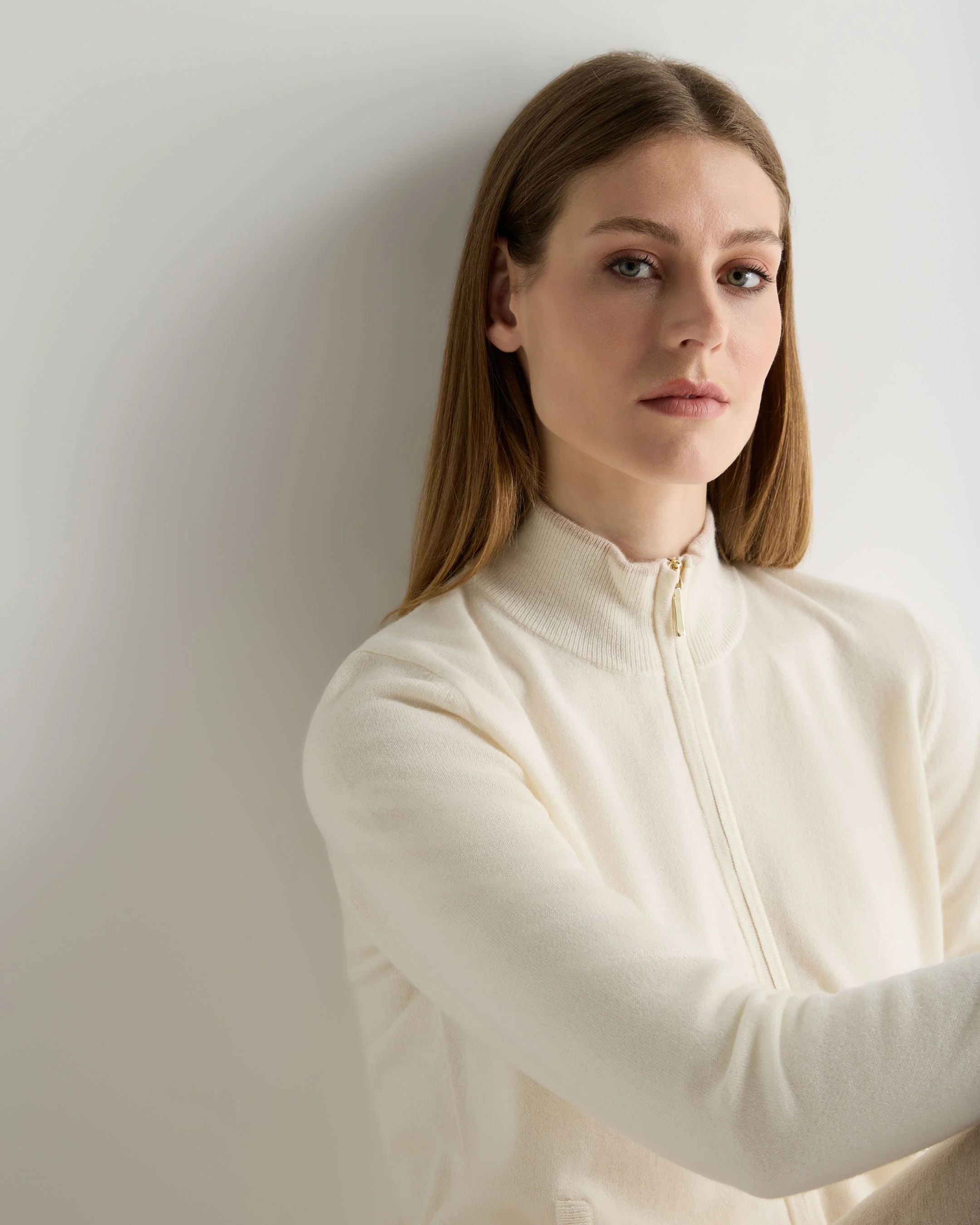 Women's Alisa Full Zip Cashmere Cardigan New Ivory White - Image 5