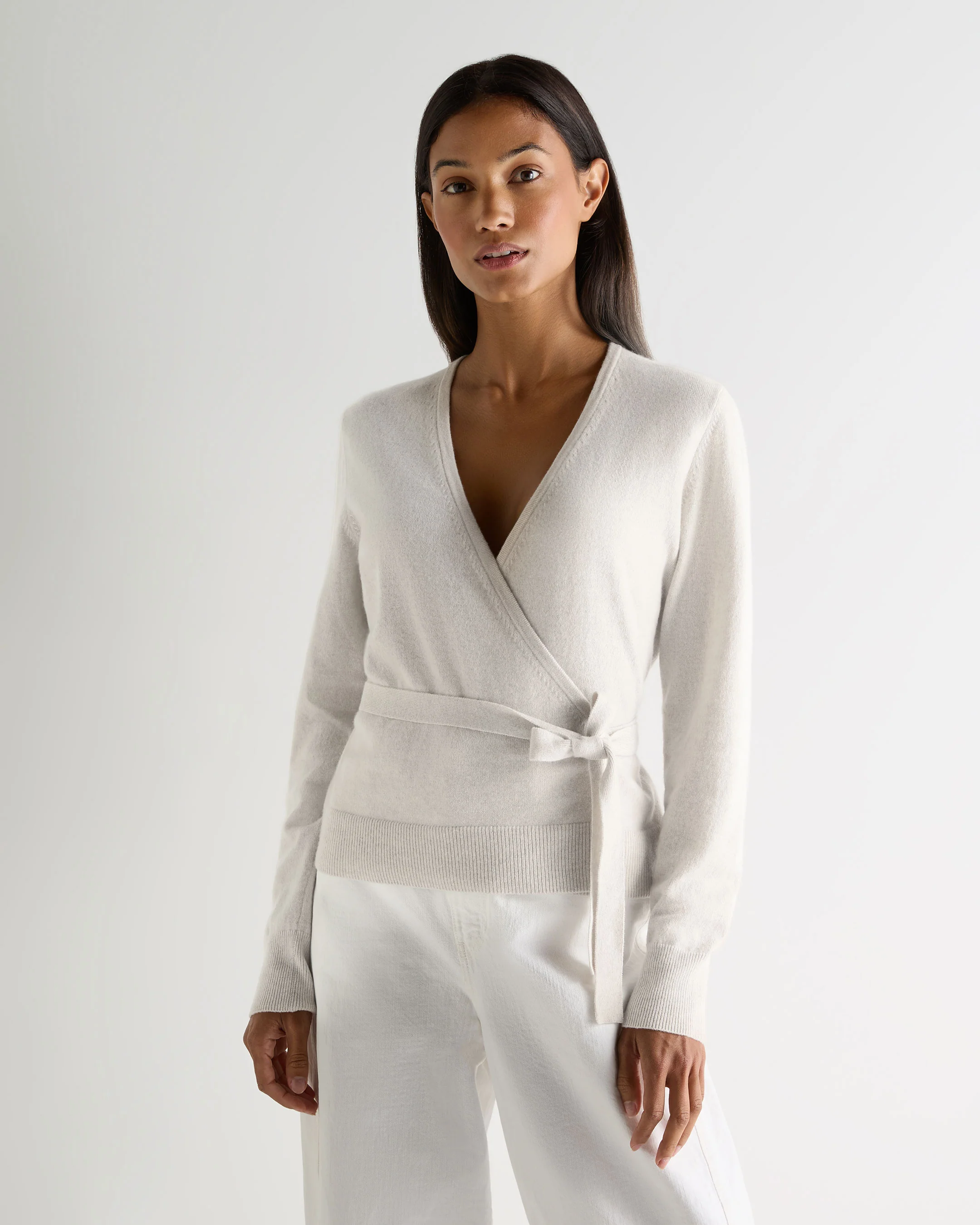 Women's Arabella Wrap Cashmere Cardigan New Ivory White - Image 3