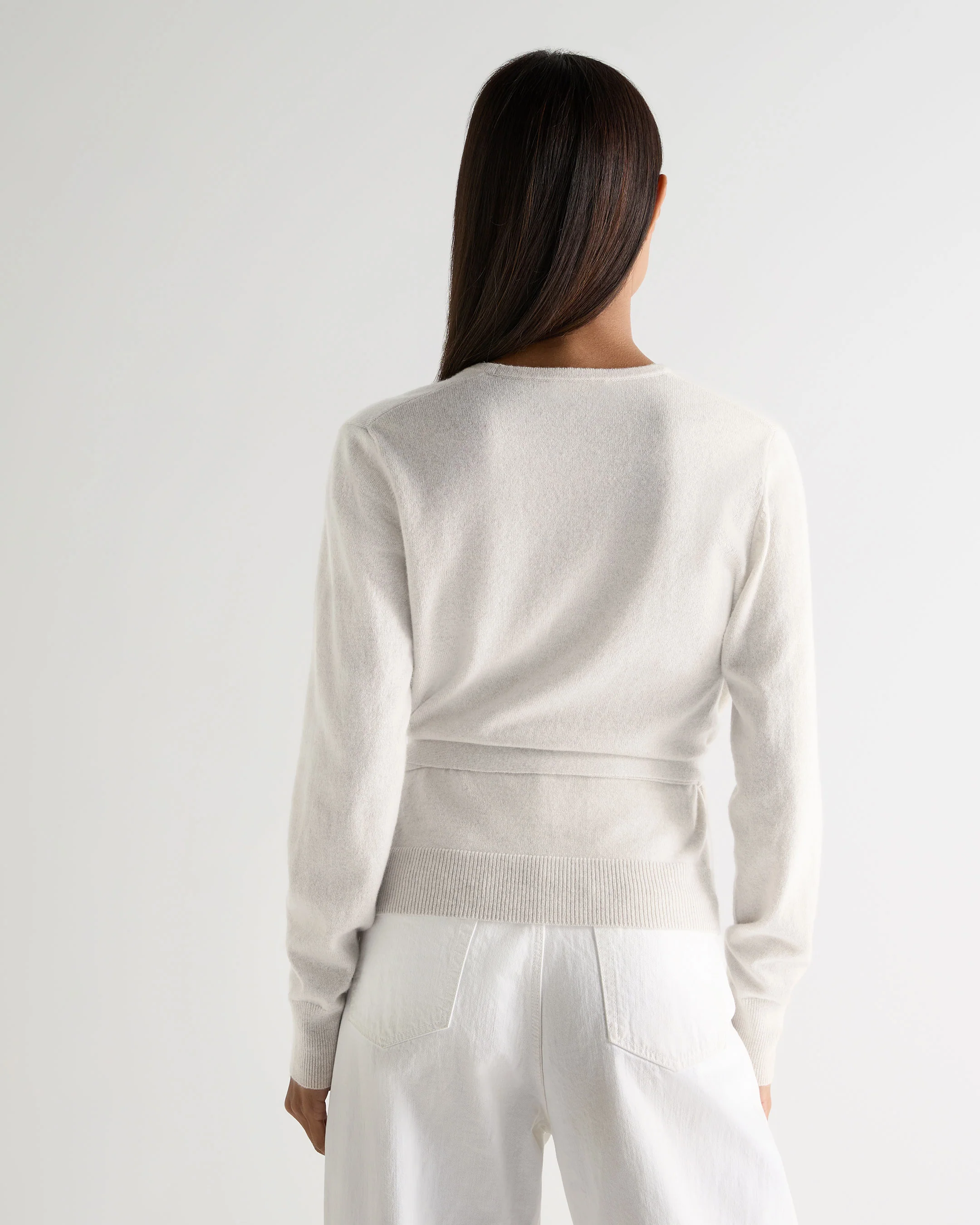 Women's Arabella Wrap Cashmere Cardigan New Ivory White - Image 4
