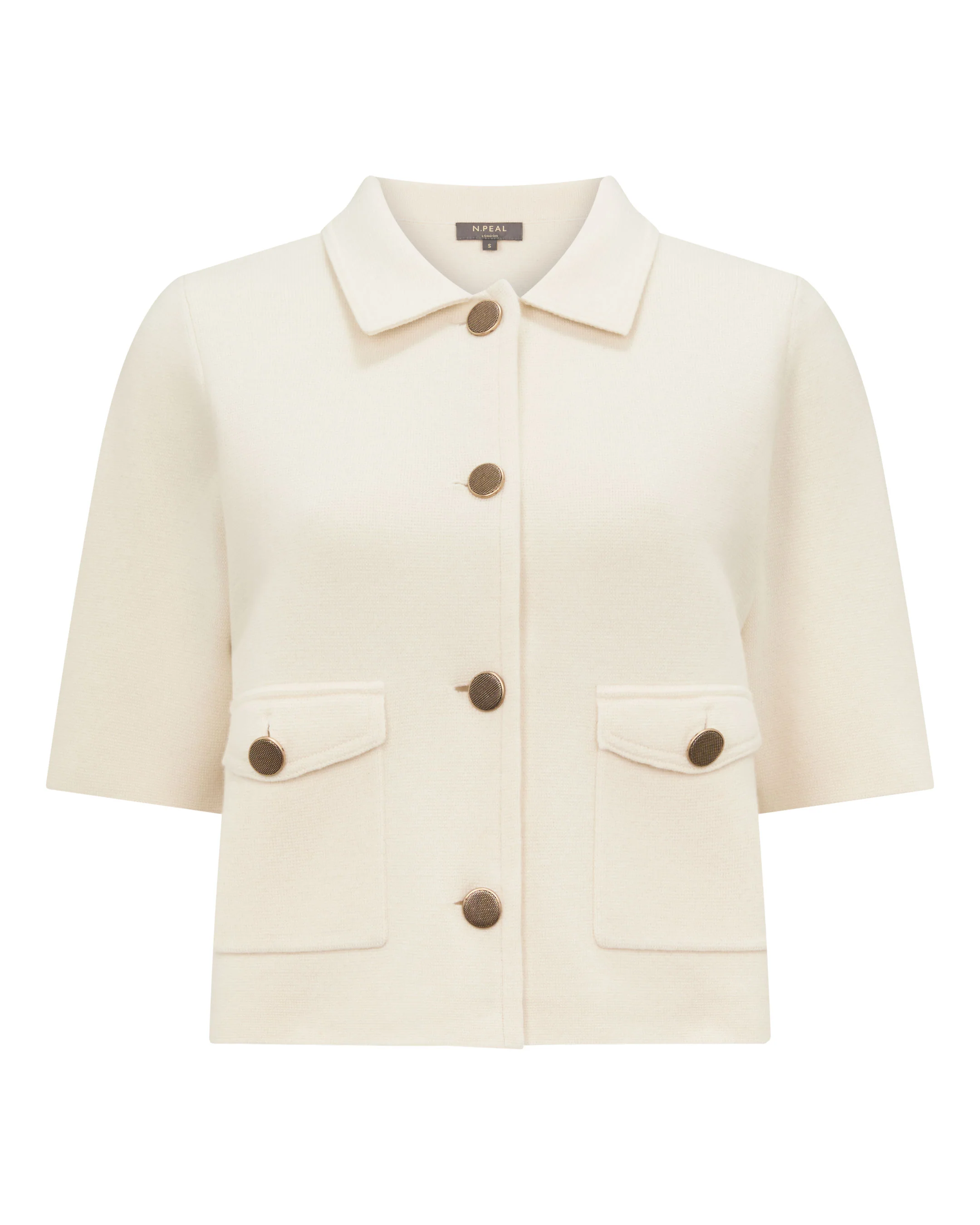 Women's Ashby Short Sleeve Cashmere Jacket New Ivory White - Image 2