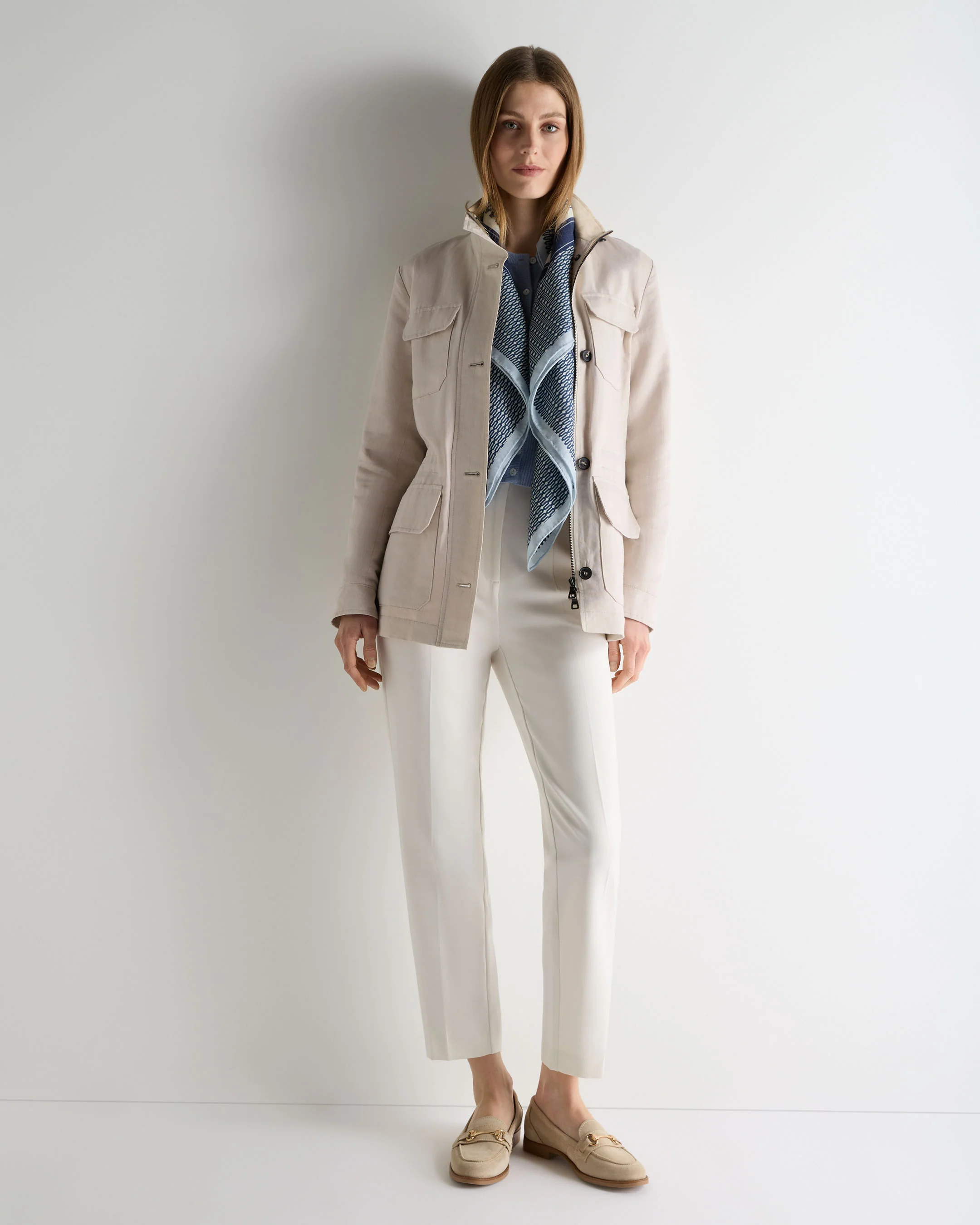 Women's Avola Linen Blend Jacket Stone Brown - Image 3