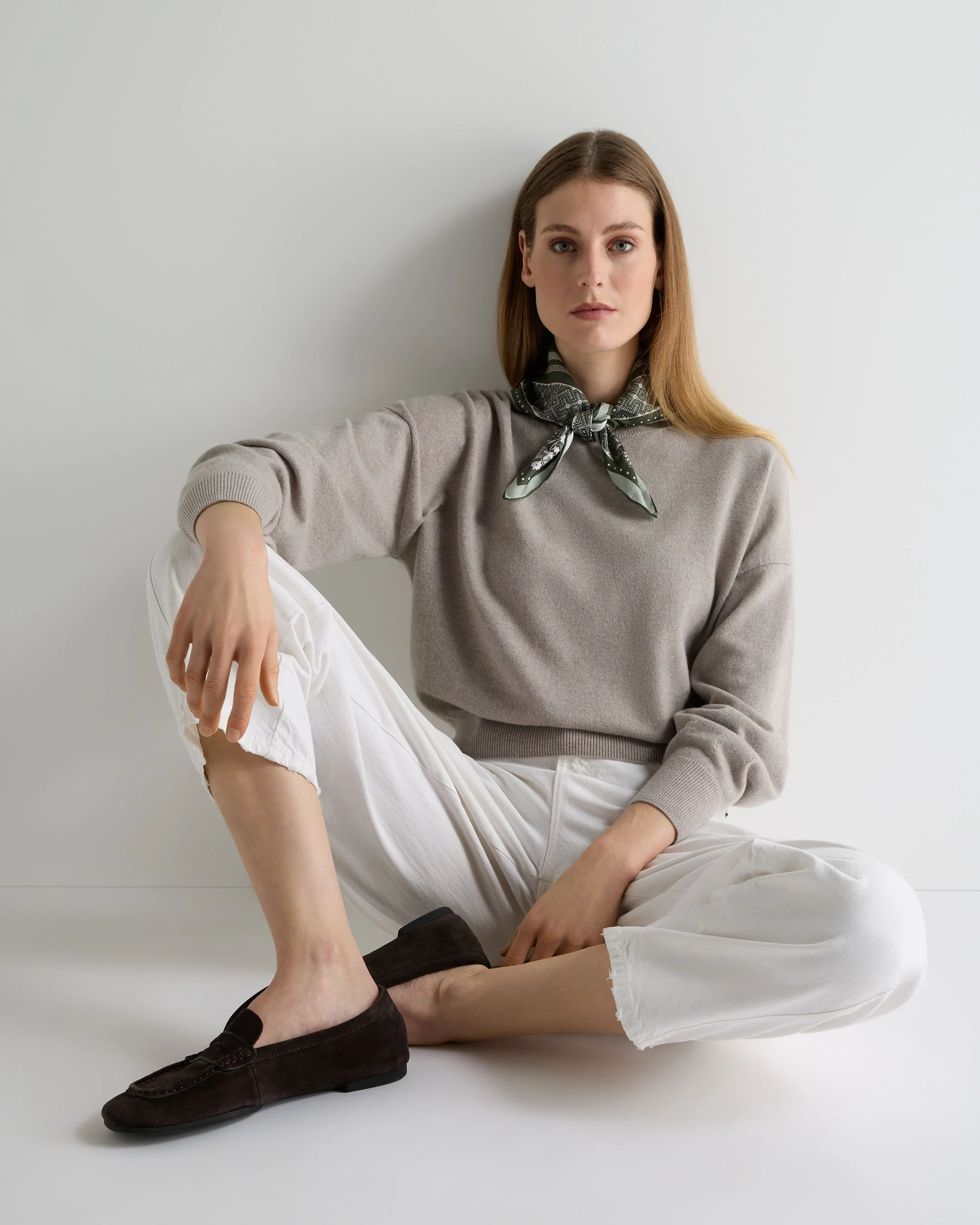 Women's Balloon Sleeve Cashmere Jumper Oat Grey - Image 3