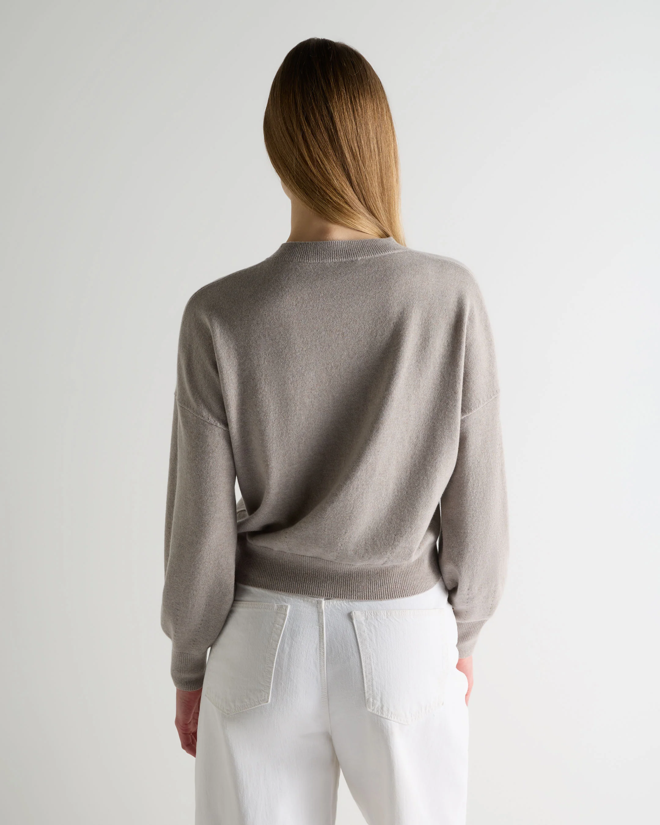 Women's Balloon Sleeve Cashmere Jumper Oat Grey - Image 4