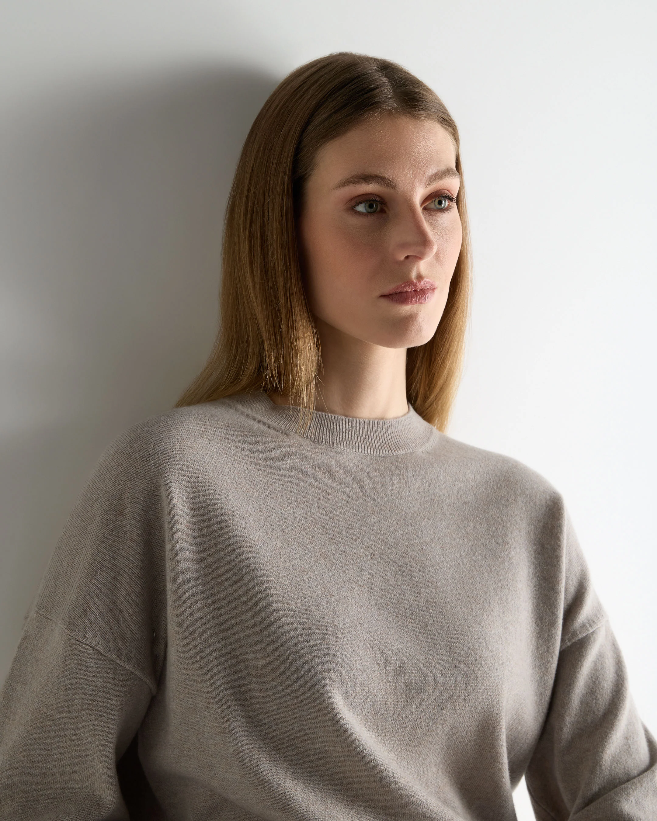 Women's Balloon Sleeve Cashmere Jumper Oat Grey - Image 5