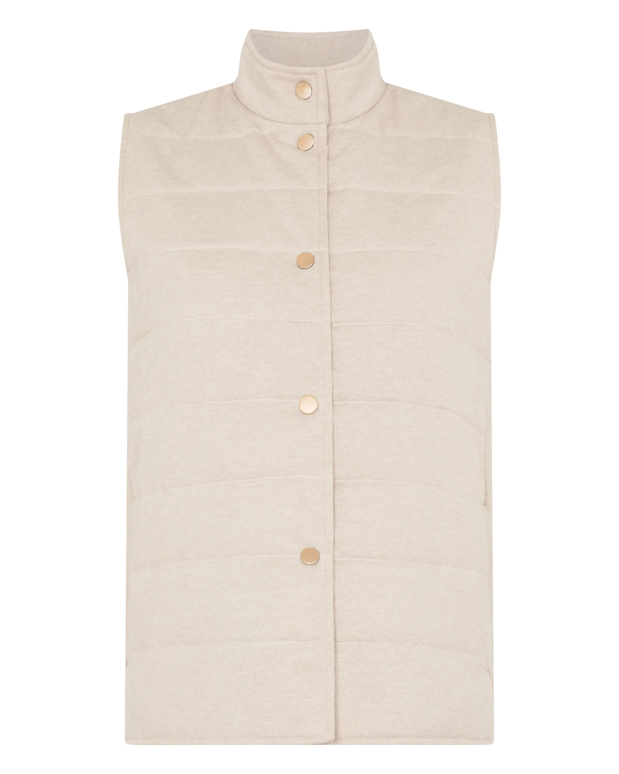 Women's Button Through Quilted Gilet Sandstone Brown - Image 2