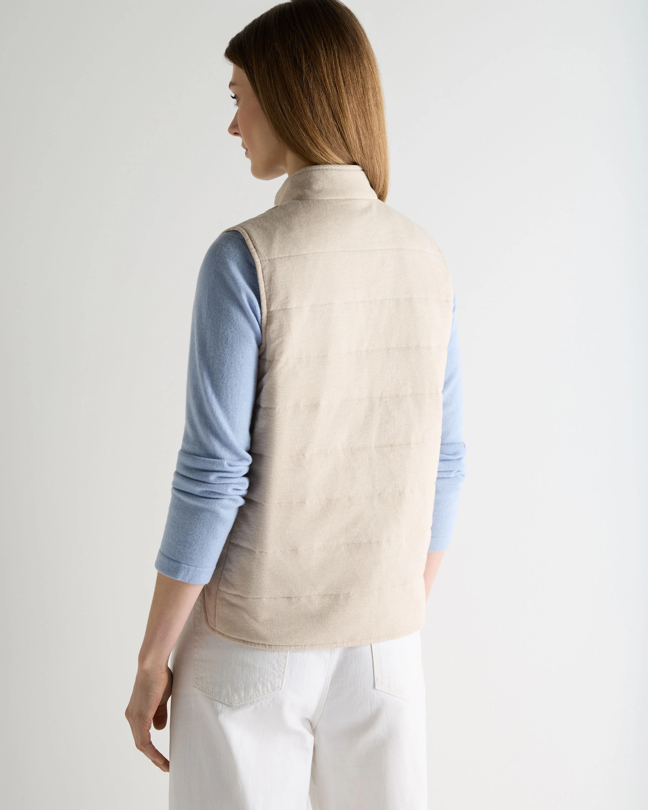 Women's Button Through Quilted Gilet Sandstone Brown - Image 4