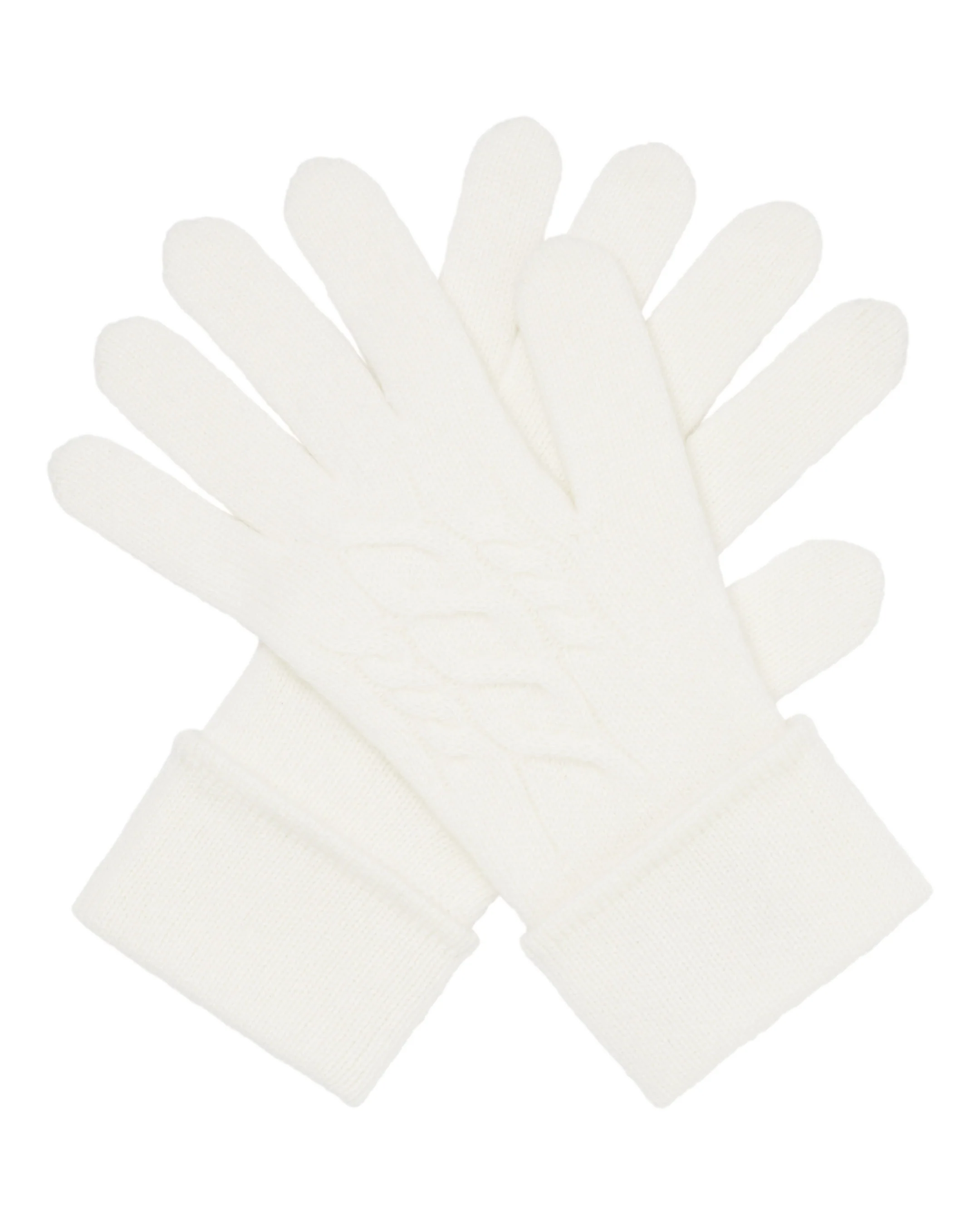 Women's Cable Cashmere Gloves New Ivory White