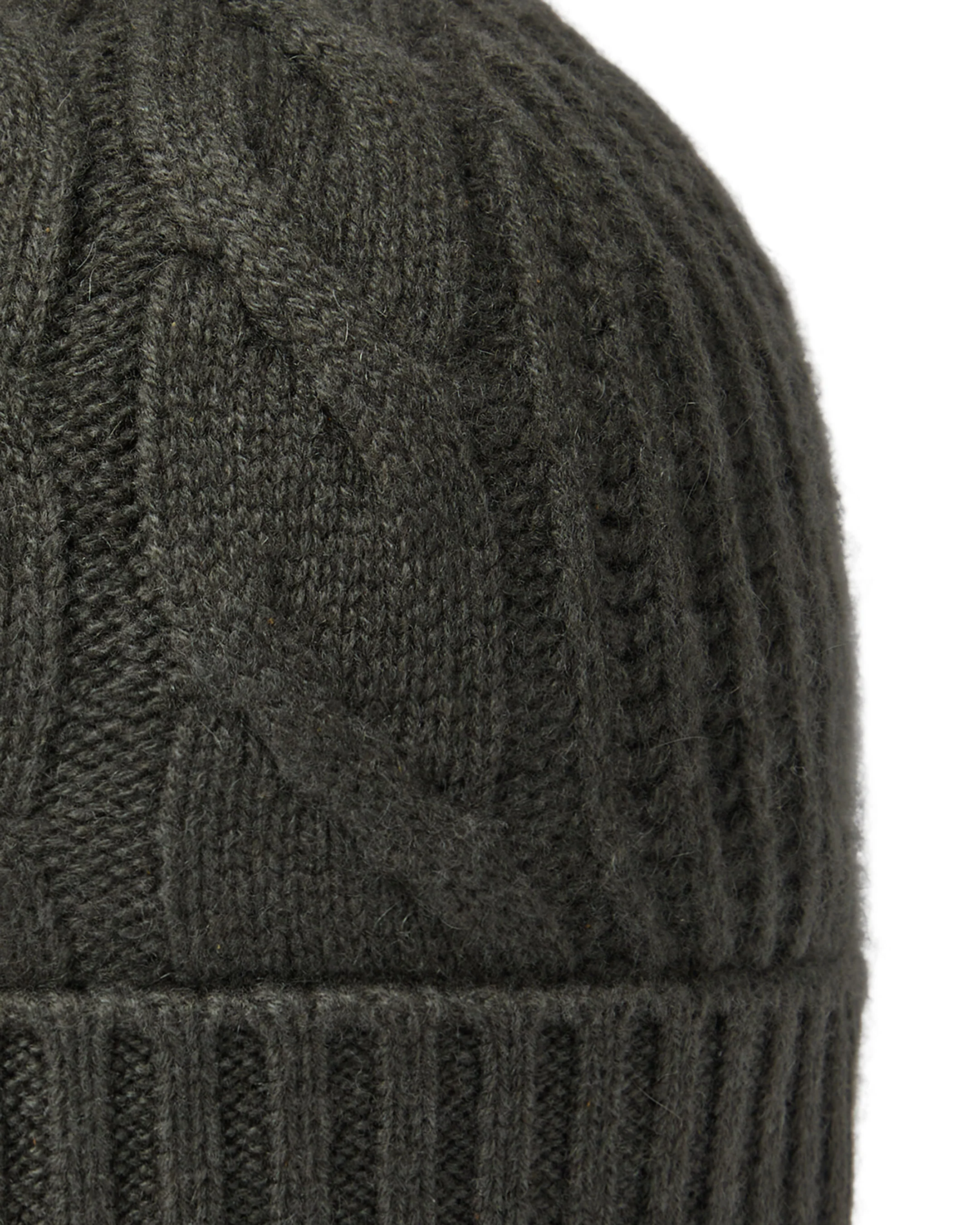 Women's Cable Rib Cashmere Hat Arabica Khaki Green - Image 2