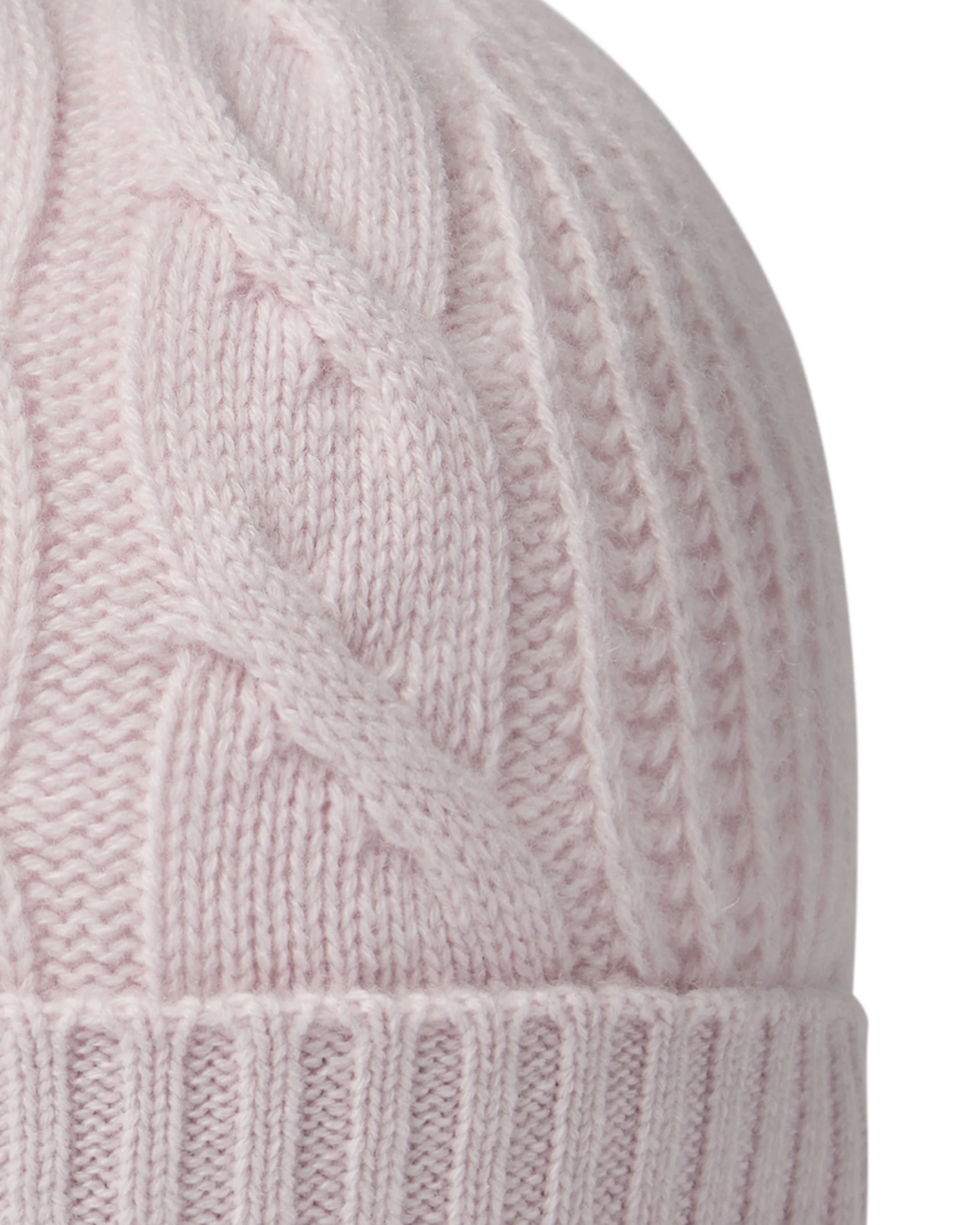 Women's Cable Rib Cashmere Hat Chalk Pink - Image 2