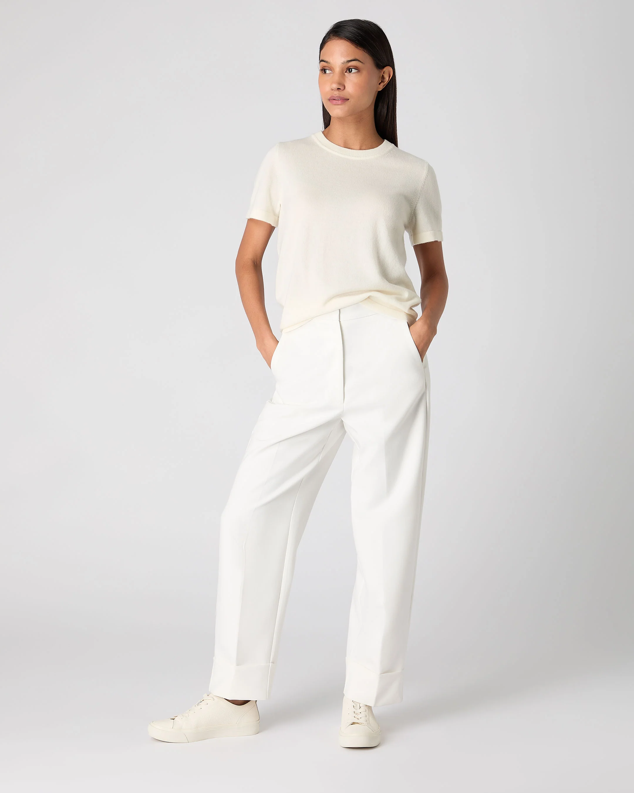 Women's Lottie Cashmere T-Shirt New Ivory White - Image 3