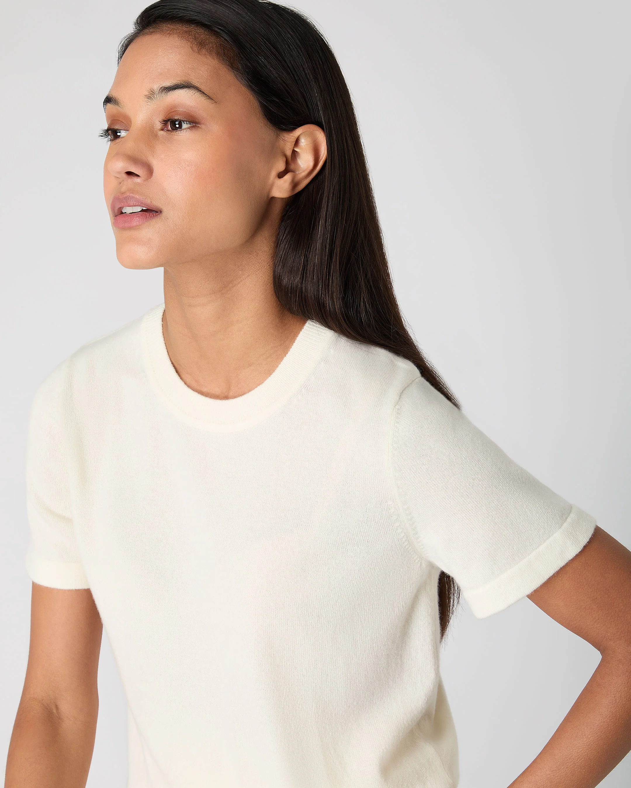 Women's Lottie Cashmere T-Shirt New Ivory White - Image 5