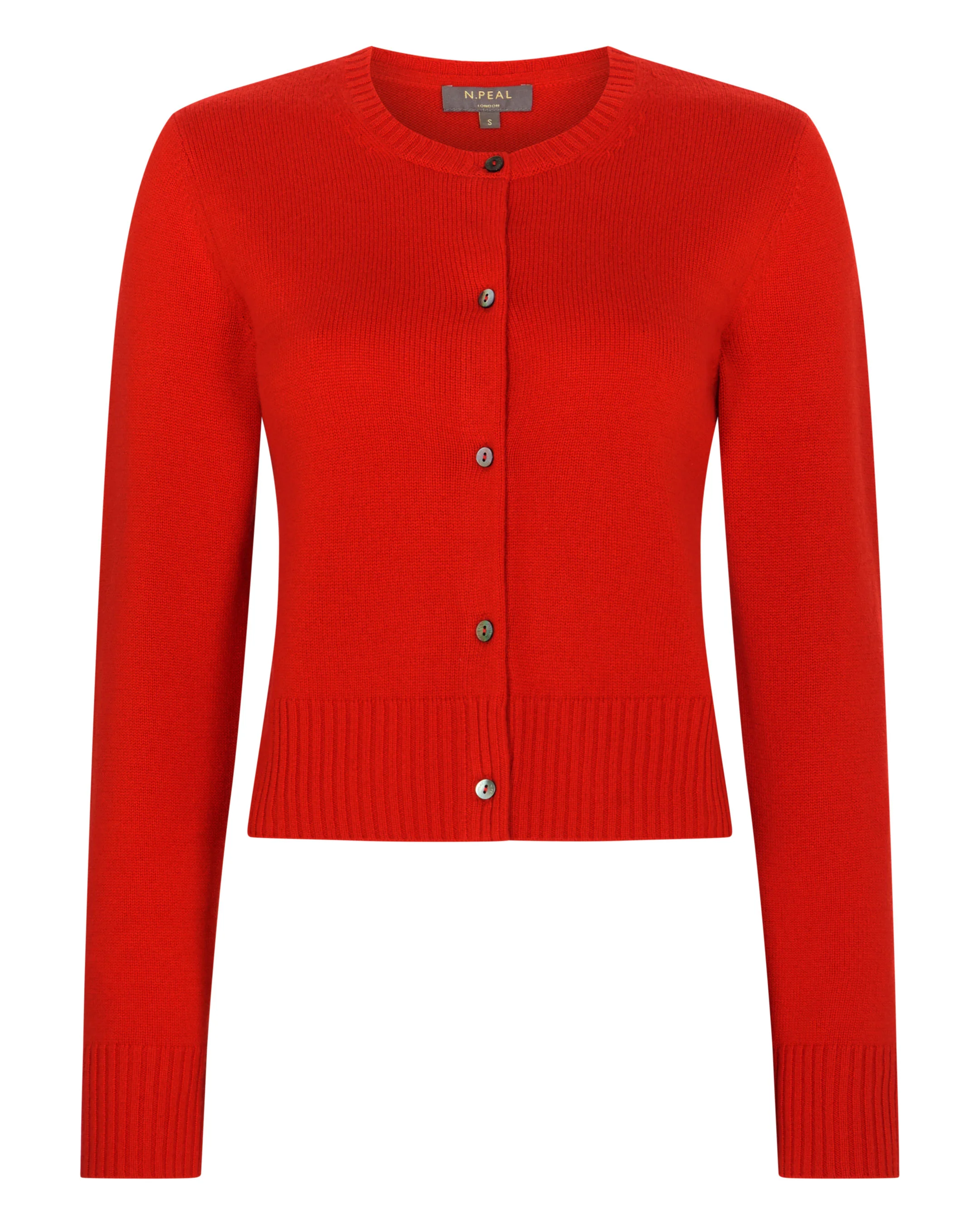 Women's Chunky Crop Cashmere Cardigan Tomato Red - Image 2