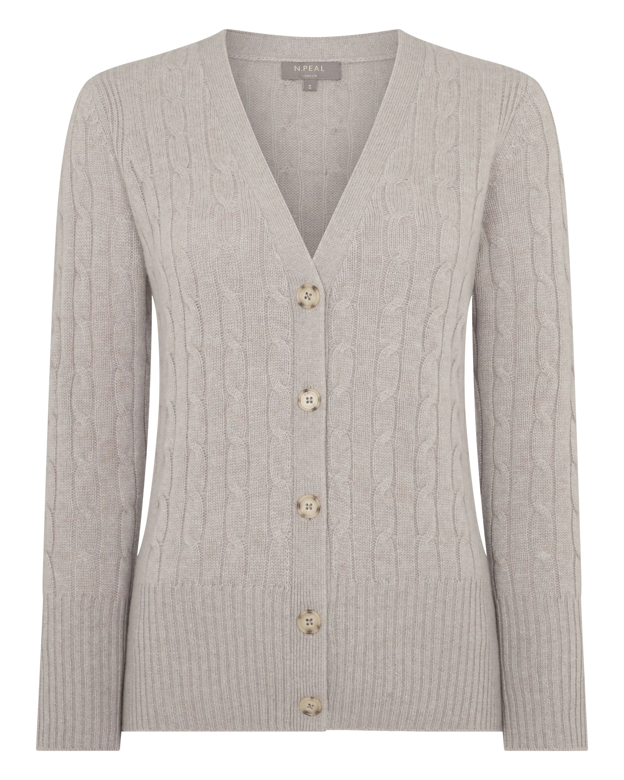 Women's Clara Cable V Neck Cashmere Cardigan Oat Grey - Image 2