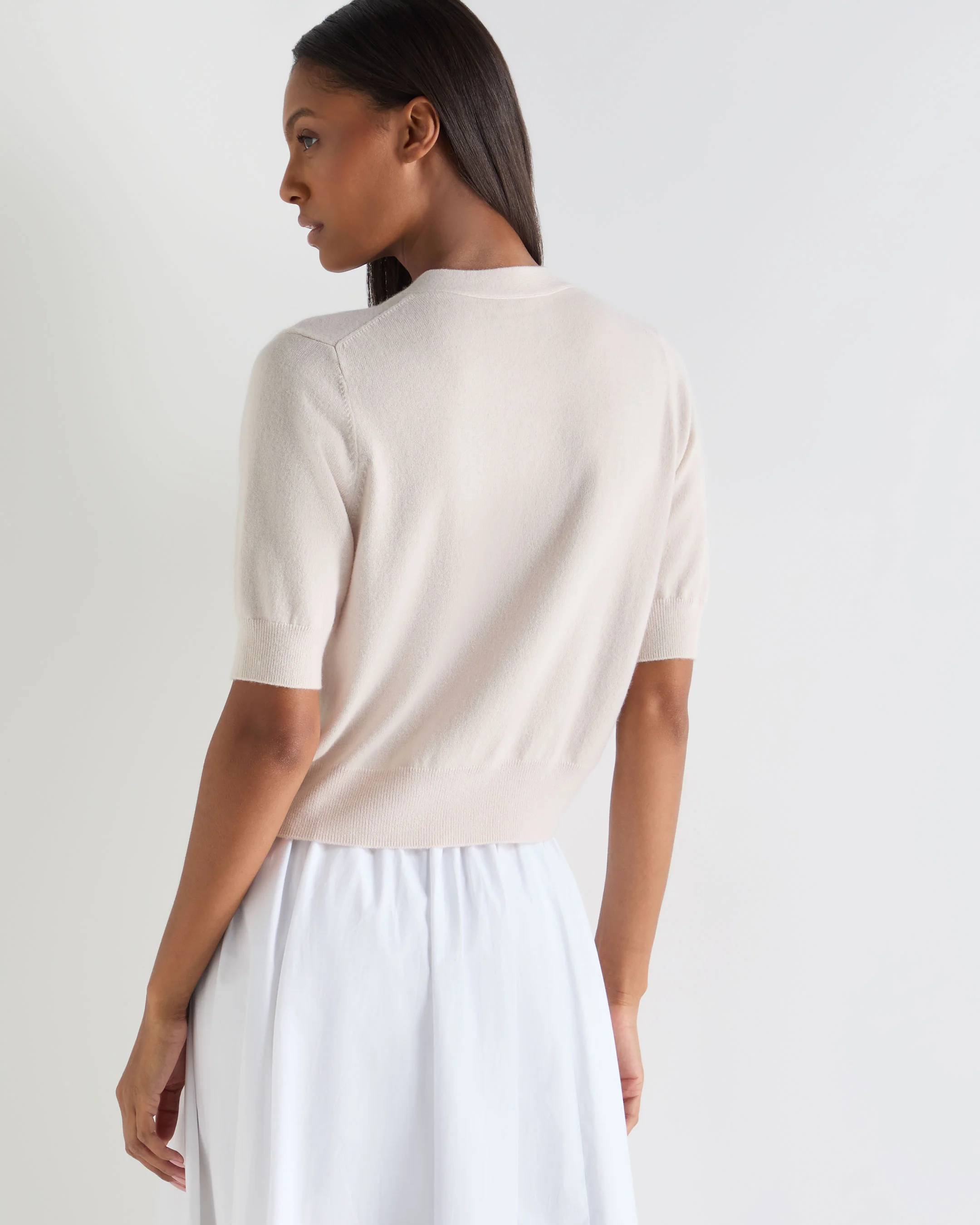 Women's Clara V Neck Cashmere Cardigan Dove Pink - Image 4