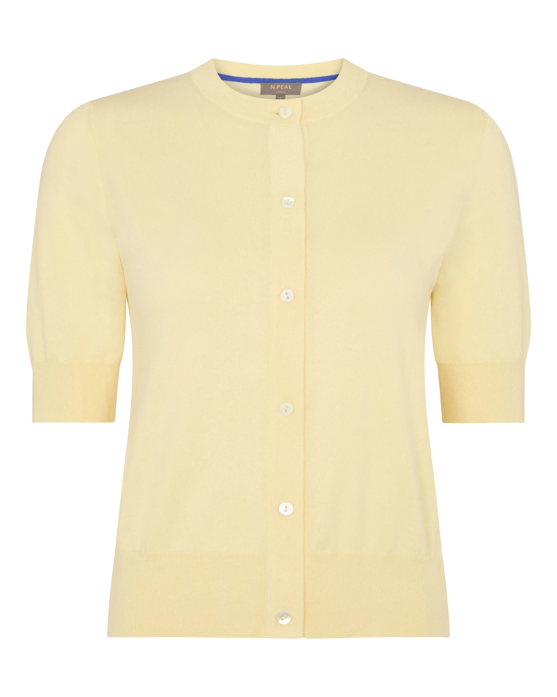 Women's Cotton Cashmere Short Sleeve Cardigan Lemon Yellow - Image 2