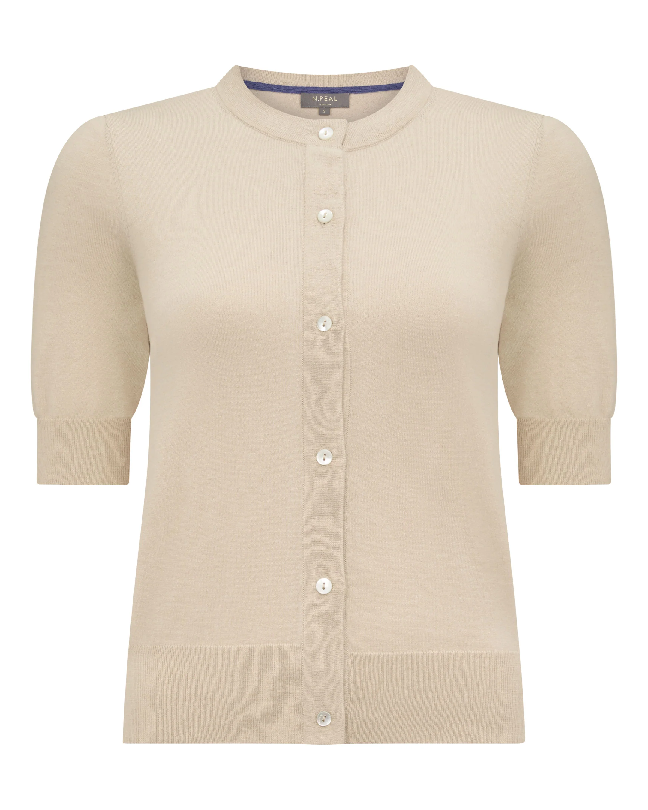 Women's Cotton Cashmere Short Sleeve Cardigan Natural Brown - Image 2