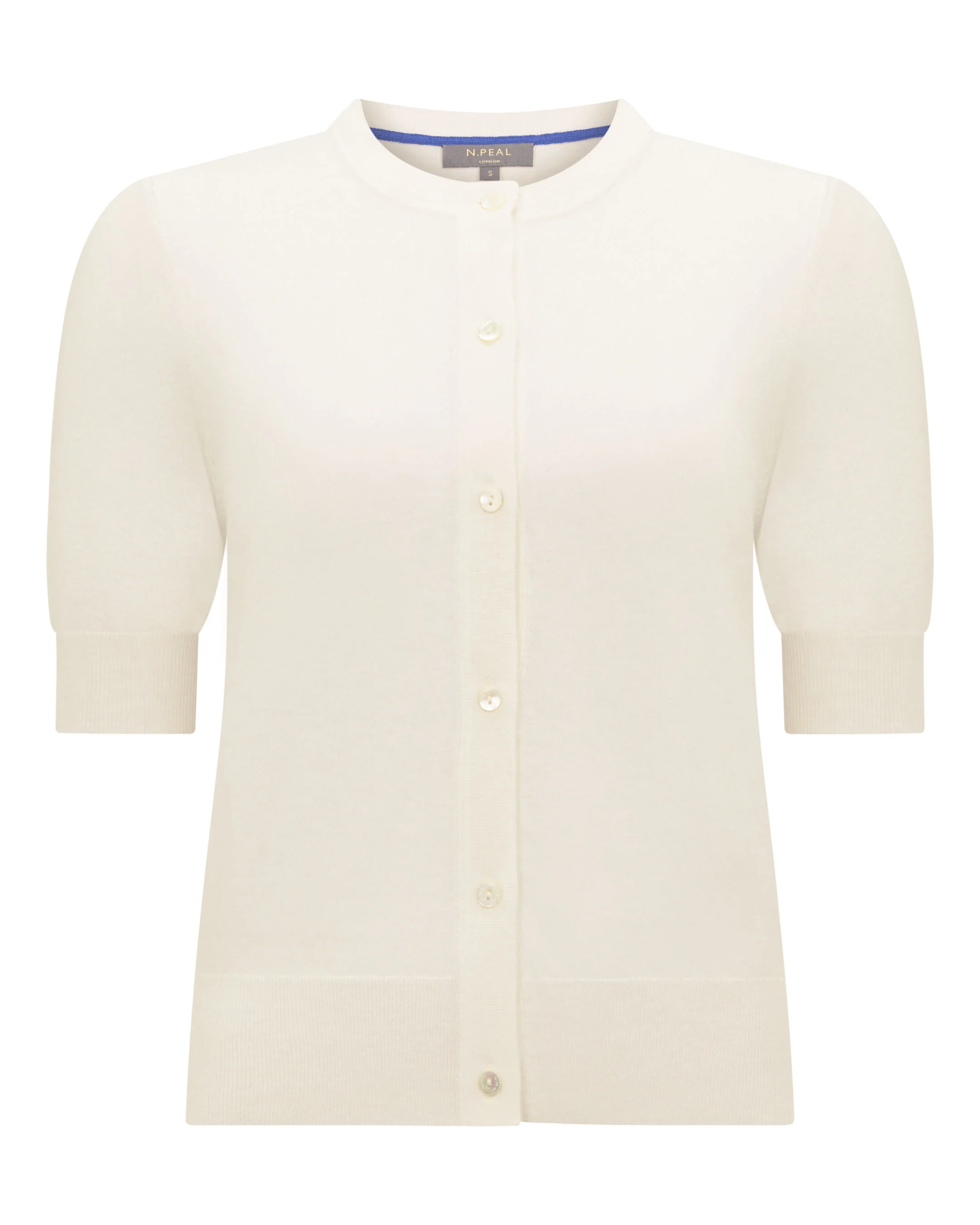 Women's Cotton Cashmere Short Sleeve Cardigan New Ivory White - Image 2