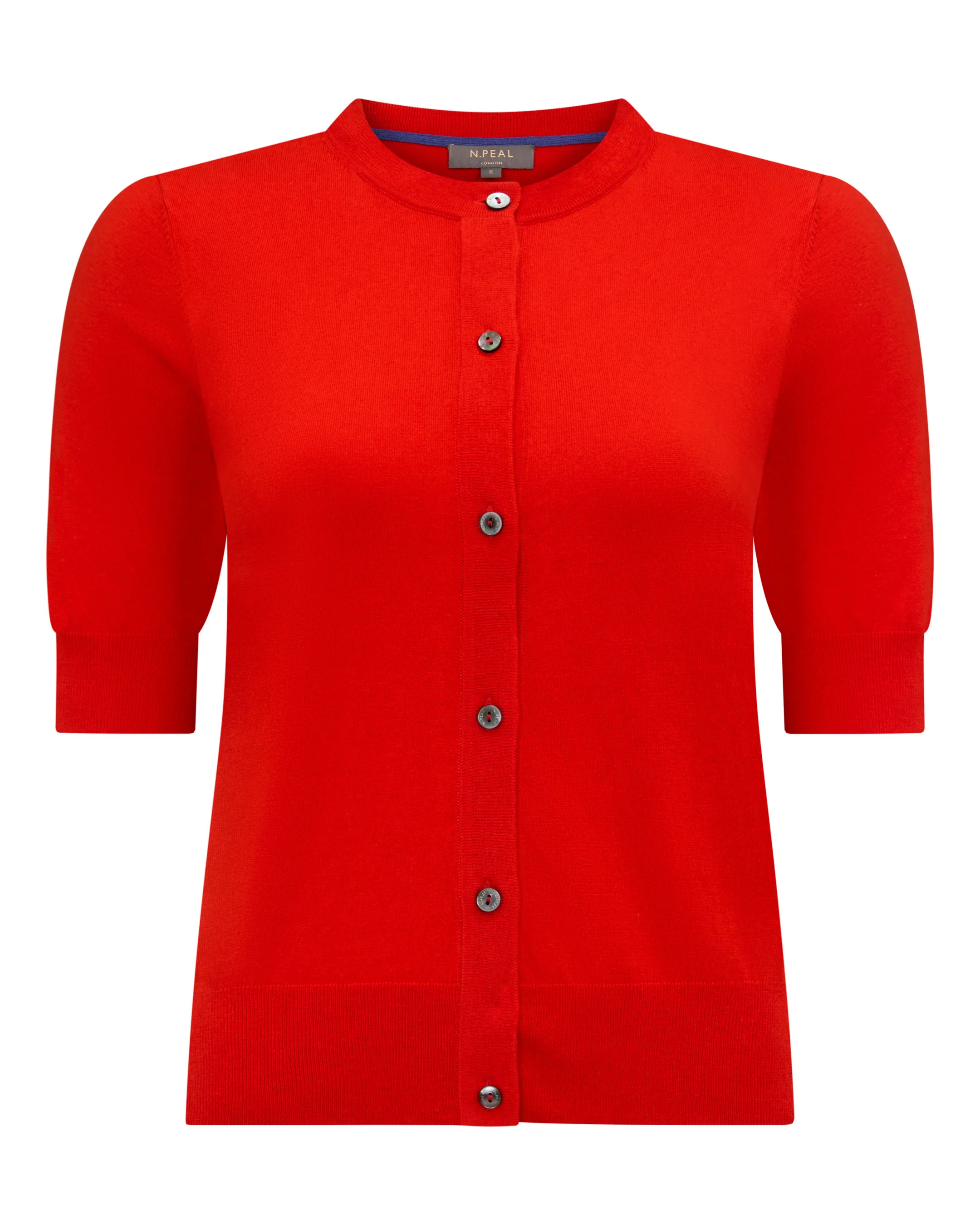 Women's Cotton Cashmere Short Sleeve Cardigan Tomato Red - Image 2