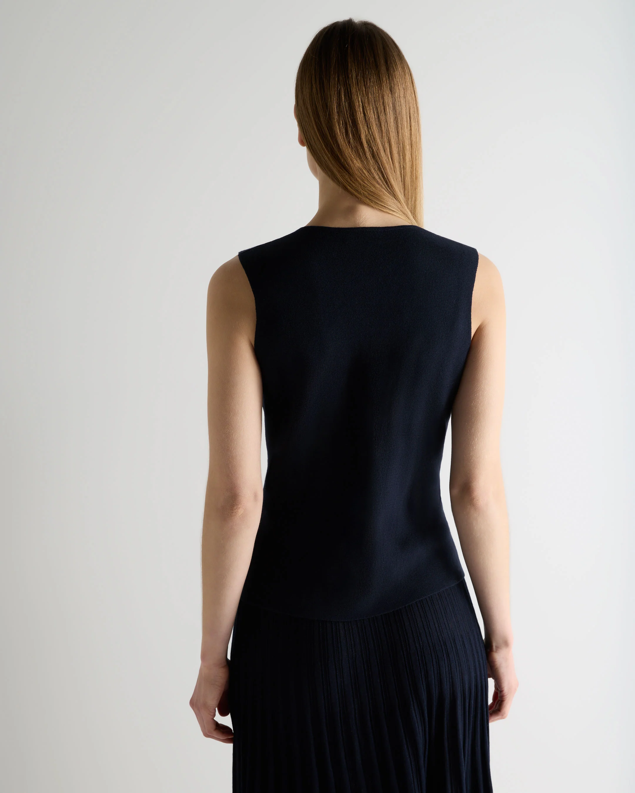 Women's Mila Cotton Cashmere Silk Waistcoat Navy Blue - Image 4