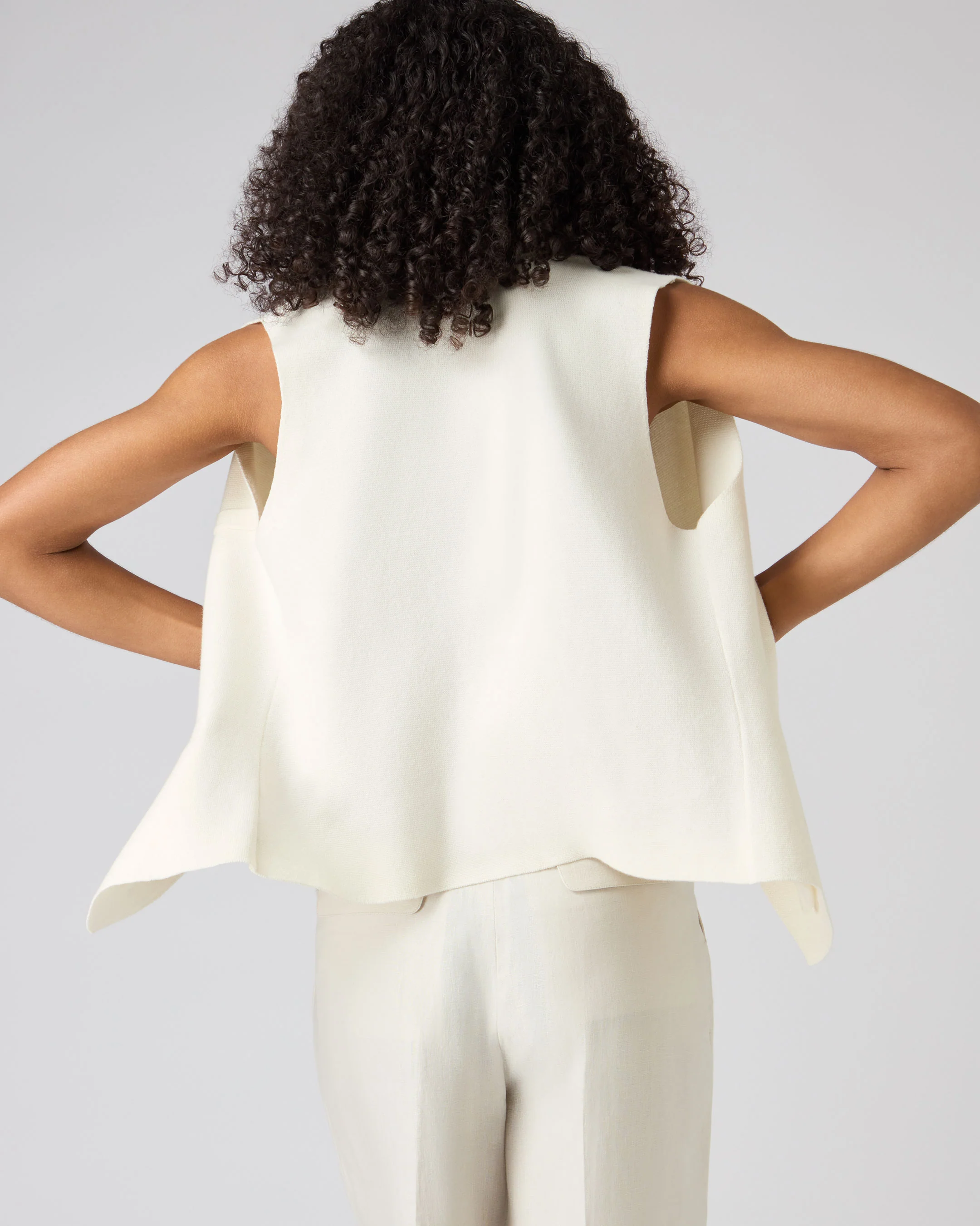 Women's Mila Cotton Cashmere Silk Waistcoat New Ivory White - Image 4