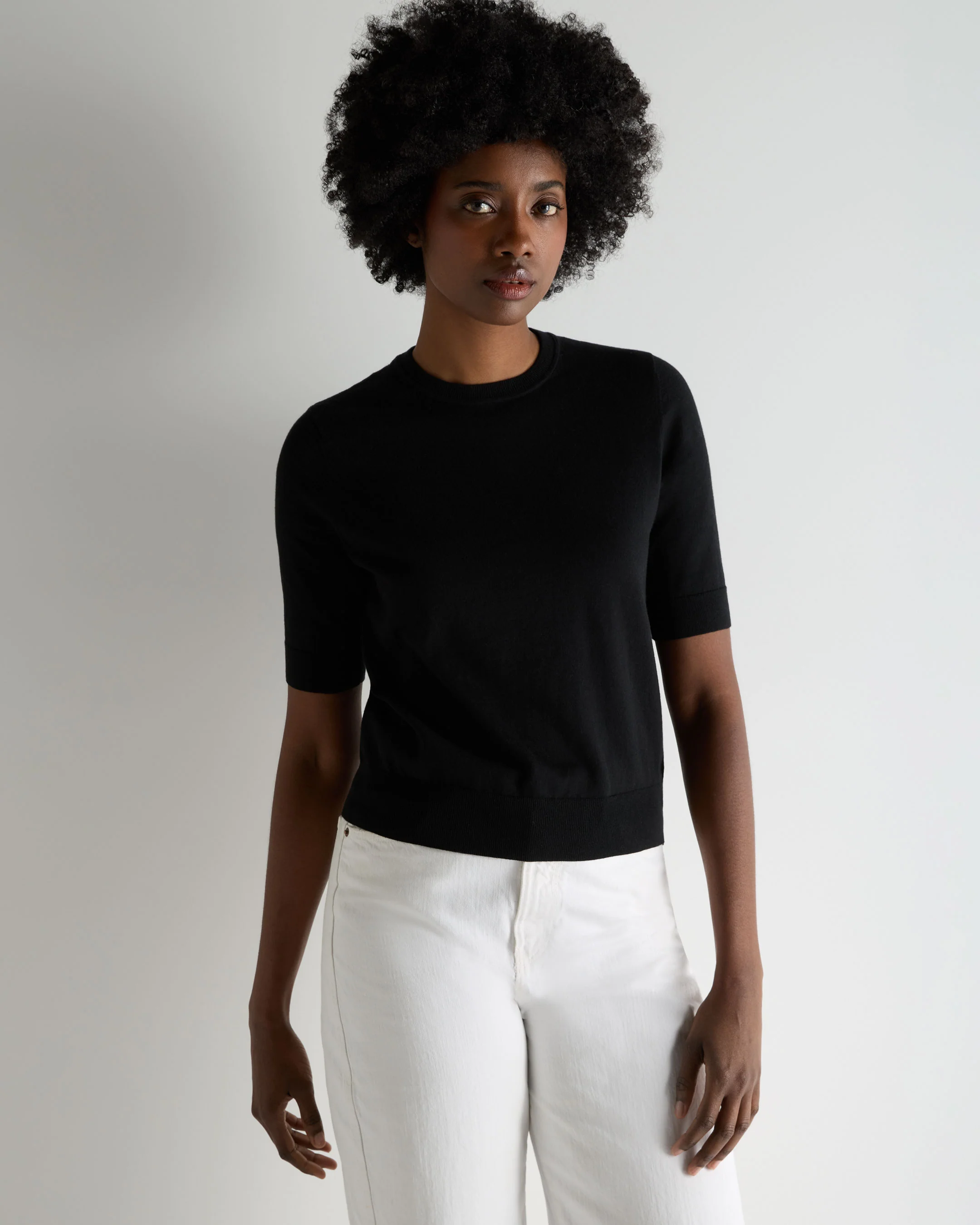 Women's Cotton Cashmere T-Shirt Black