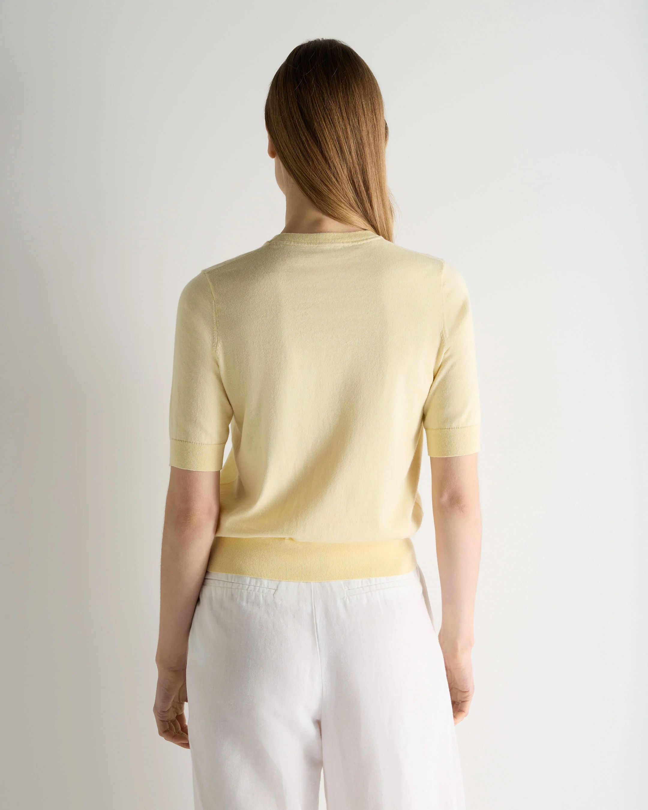 Women's Cotton Cashmere T-Shirt Lemon Yellow - Image 4