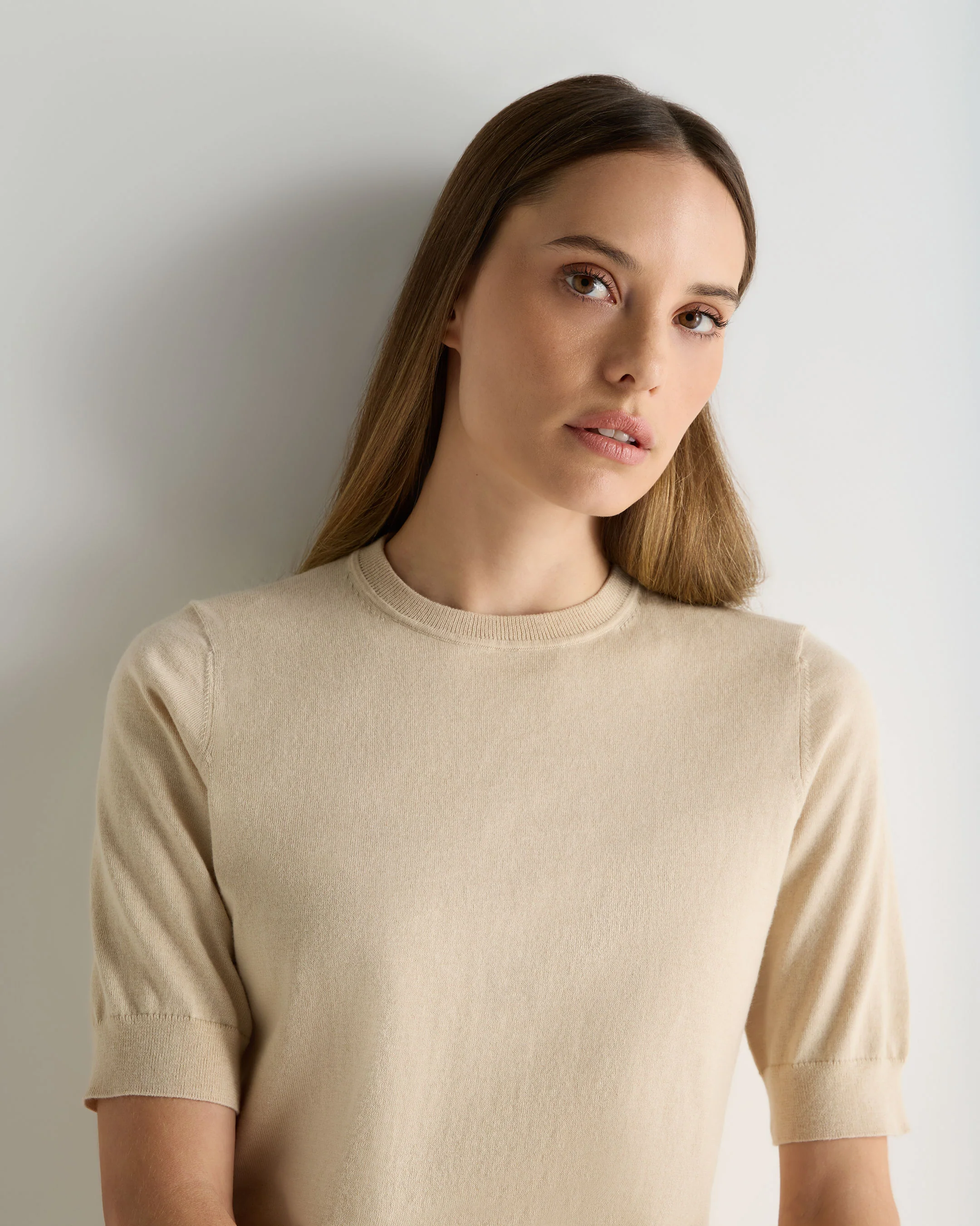 Women's Cotton Cashmere T-Shirt Natural Brown - Image 5