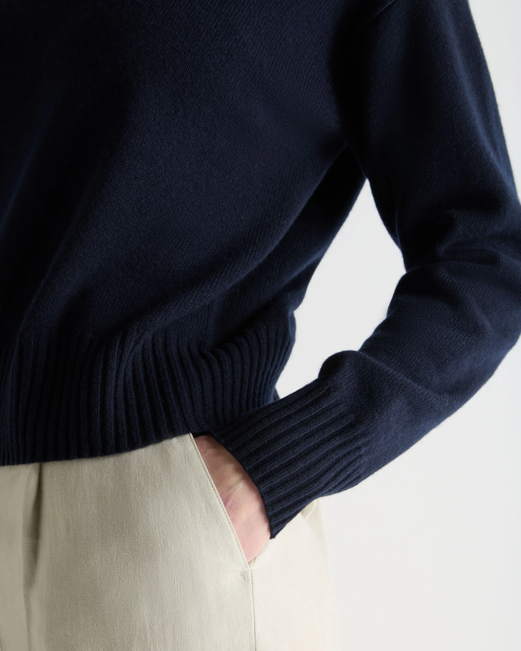 Women's Crop Boat Neck Cashmere Jumper Navy Blue - Image 6