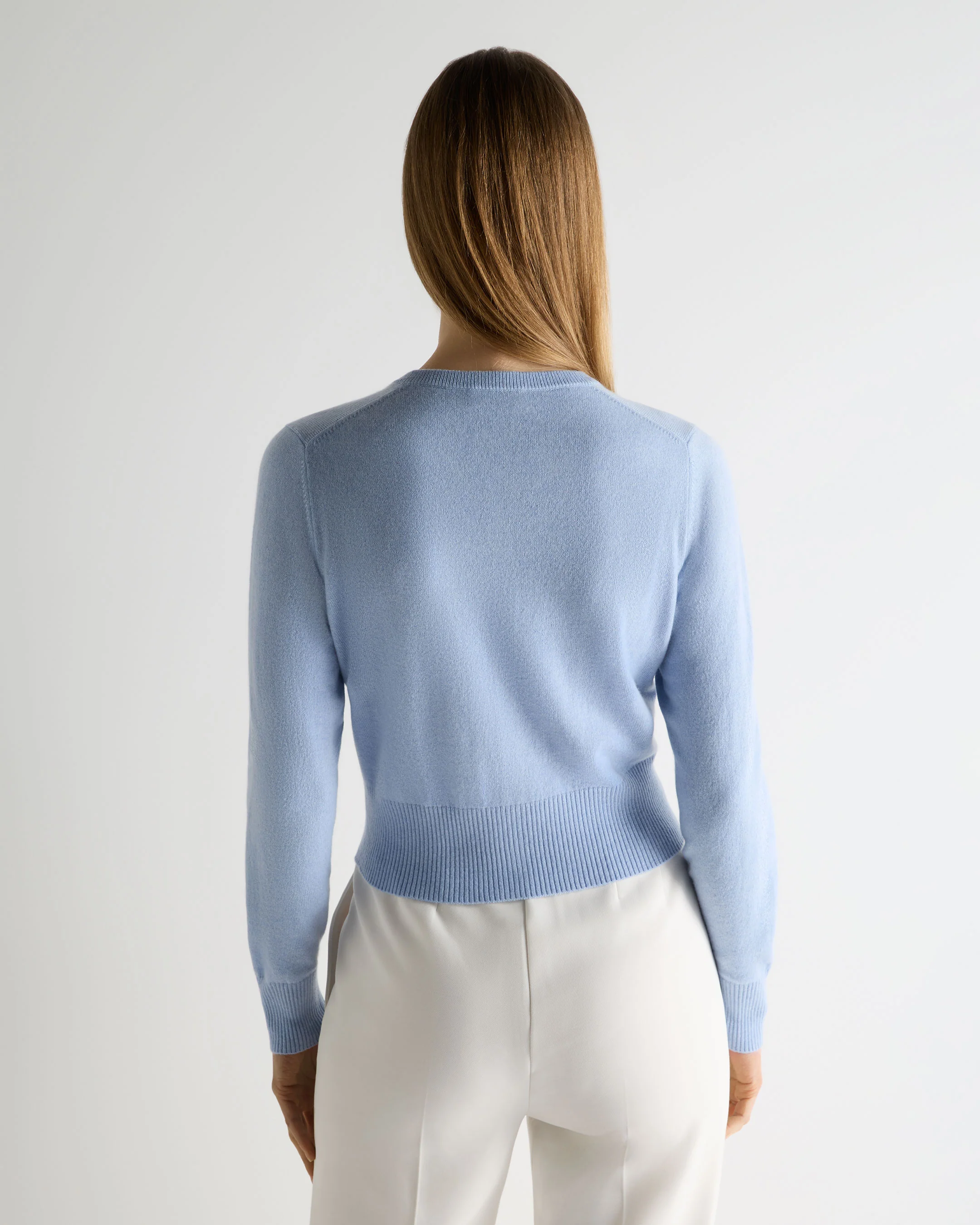 Women's Ivy Cropped Cashmere Cardigan Sea Mist Blue - Image 4