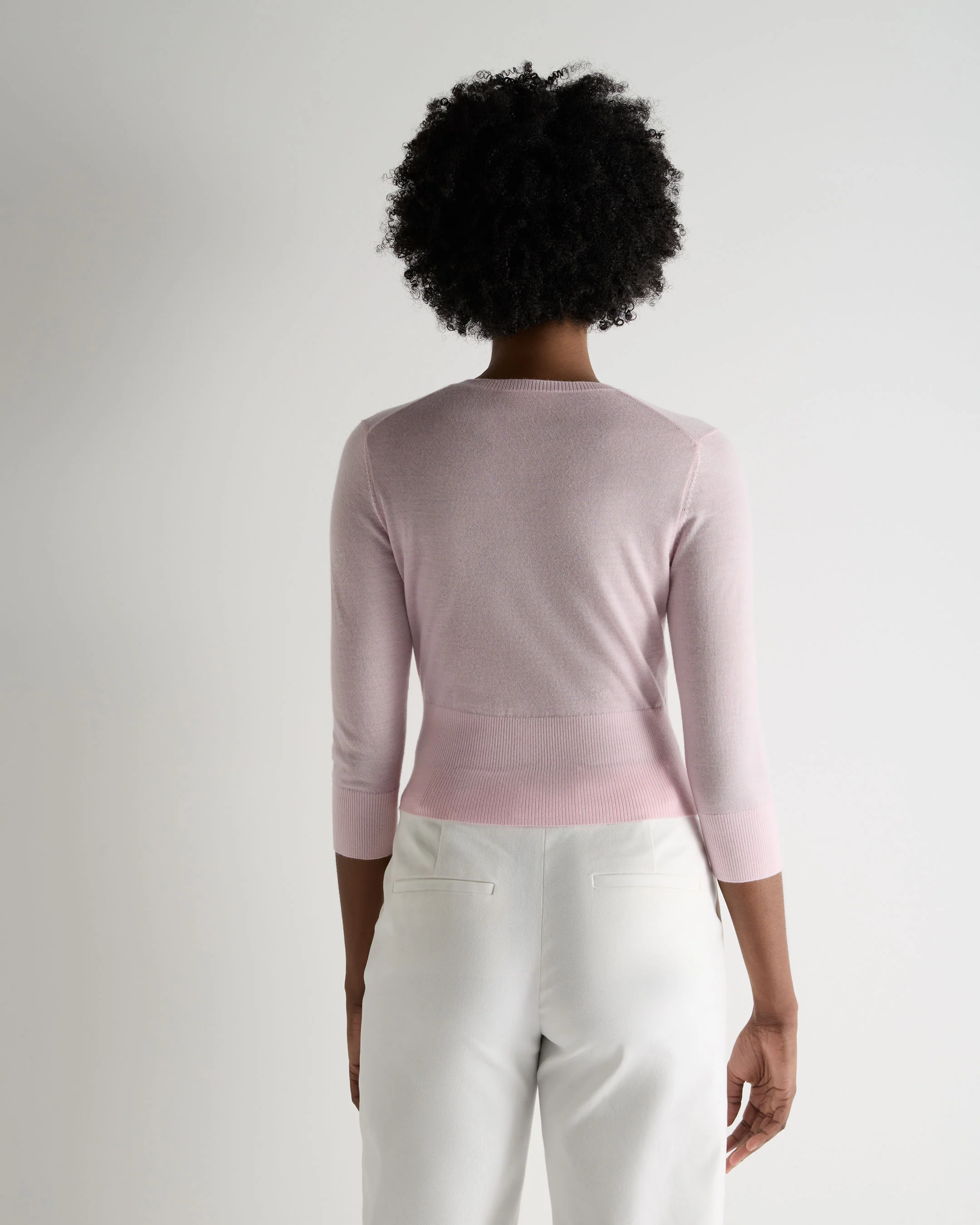 Women's Darcie Superfine Cashmere Cropped Cardigan Rosewater Pink - Image 4