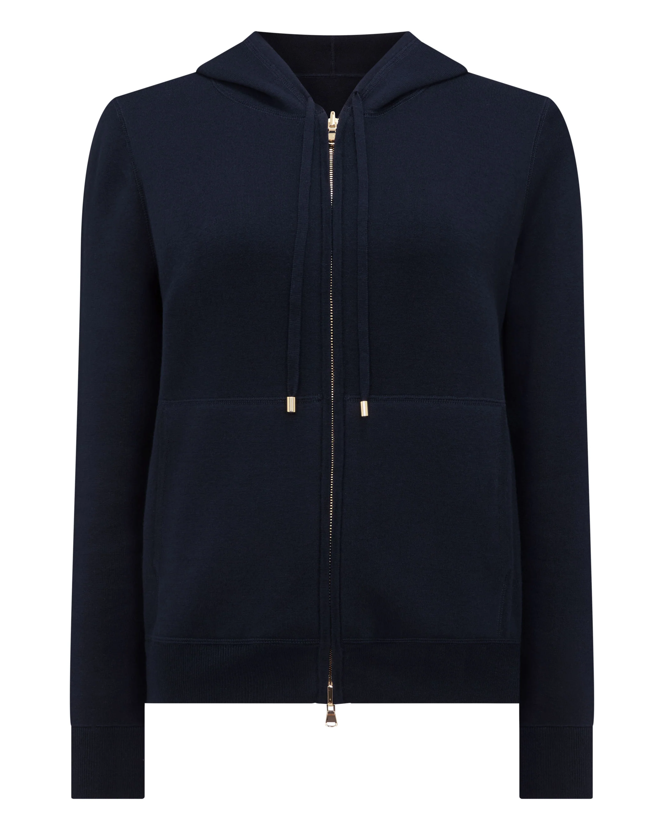 Women's Double Faced Cotton Blend Hoodie Navy Blue - Image 2